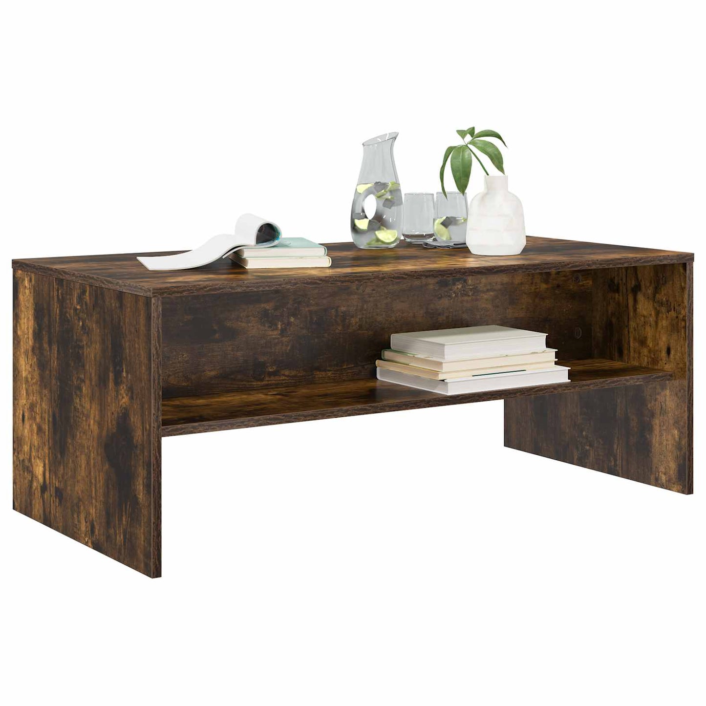 Salontafel Gerookt eiken 100 x 50 x 40 cm Bewerkt hout is nu te koop bij PeponiXL, paradijselijk wonen!