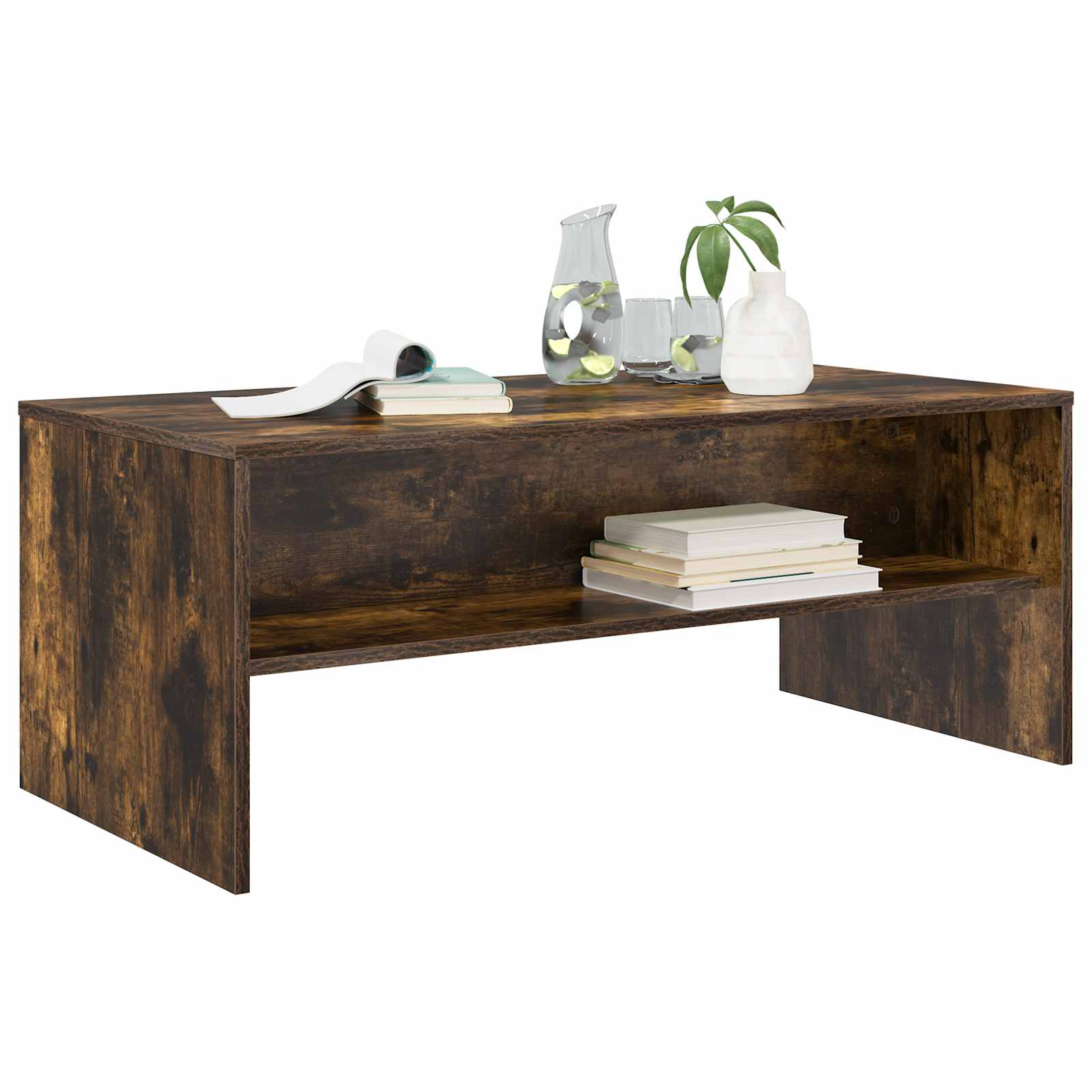 Salontafel Gerookt eiken 100 x 50 x 40 cm Bewerkt hout is nu te koop bij PeponiXL, paradijselijk wonen!
