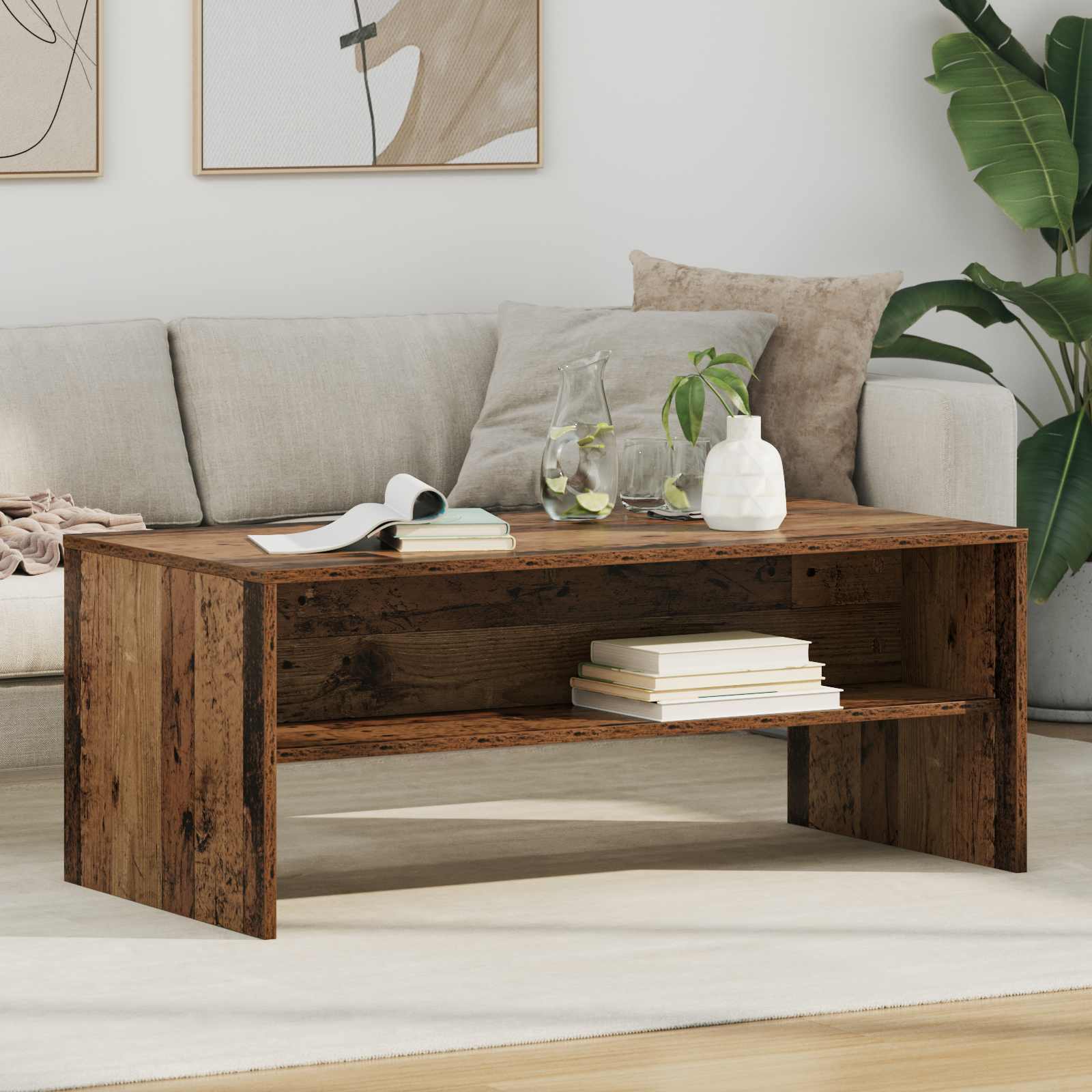 Salontafel Oudhout 100 x 50 x 40 cm Bewerkt hout is nu te koop bij PeponiXL, paradijselijk wonen!
