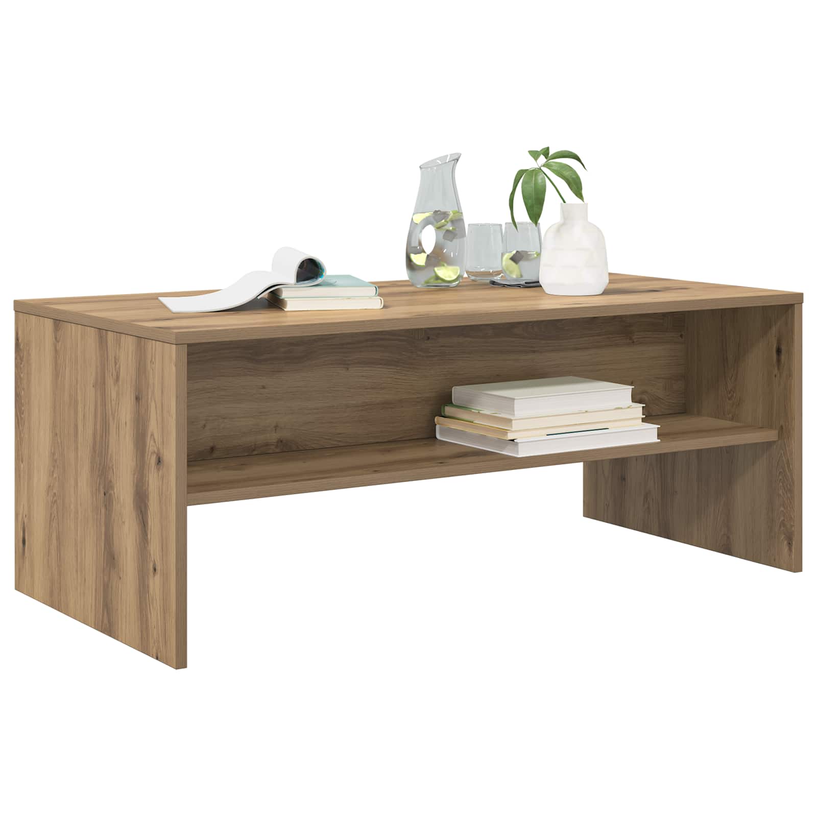 Salontafel Artisan Eiken 100 x 50 x 40 cm Bewerkt hout is nu te koop bij PeponiXL, paradijselijk wonen!