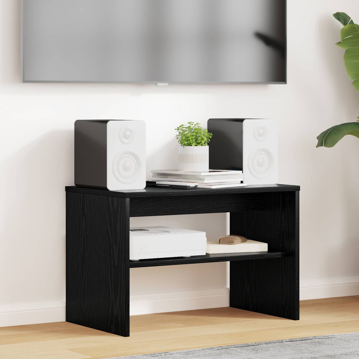 TV-kast Zwart Eiken 60 x 35 x 40 cm Bewerkt hout is nu te koop bij PeponiXL, paradijselijk wonen!