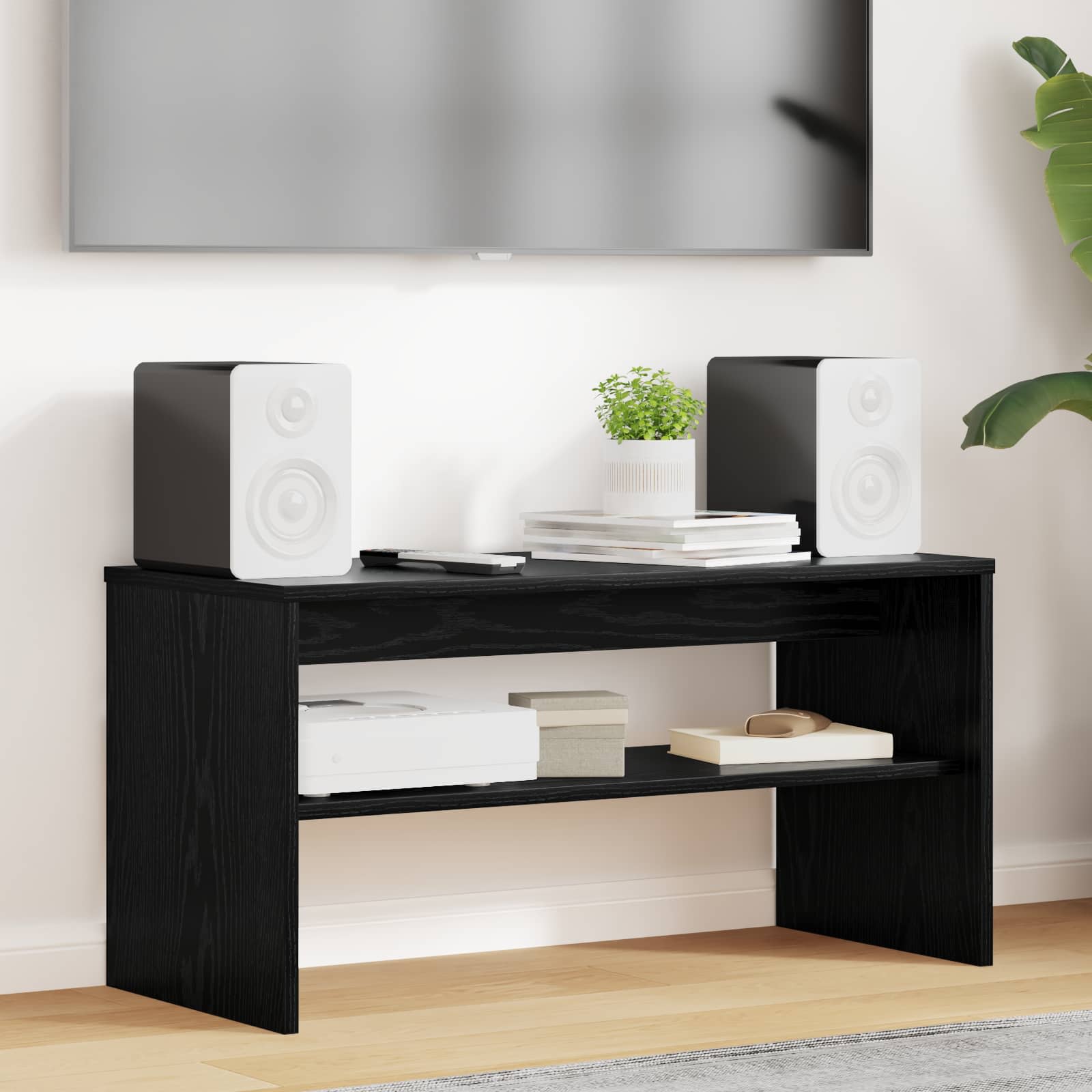 TV-kast Zwart Eiken 80 x 35 x 40 cm Bewerkt hout is nu te koop bij PeponiXL, paradijselijk wonen!