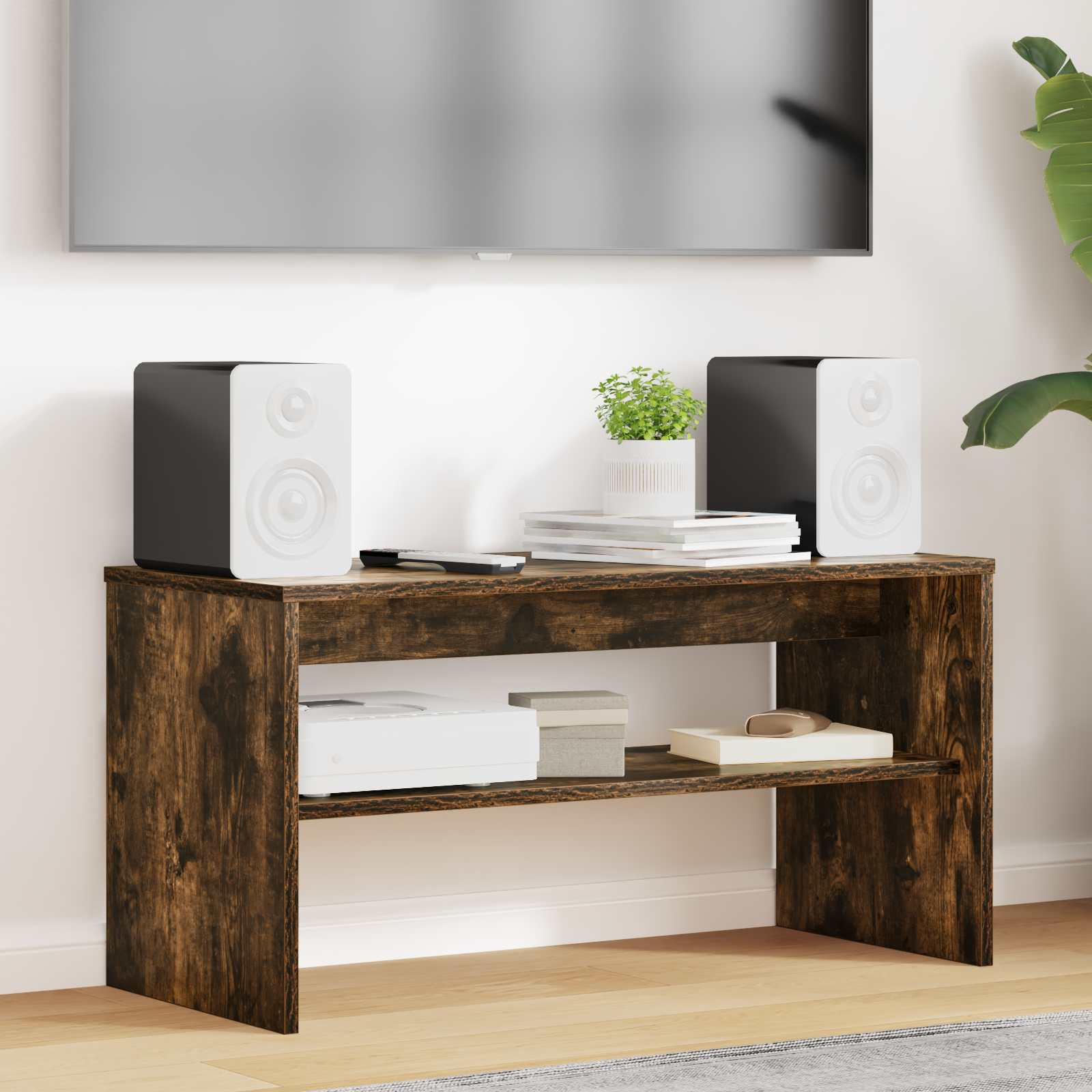 TV-kast Gerookt eiken 80 x 35 x 40 cm Bewerkt hout is nu te koop bij PeponiXL, paradijselijk wonen!
