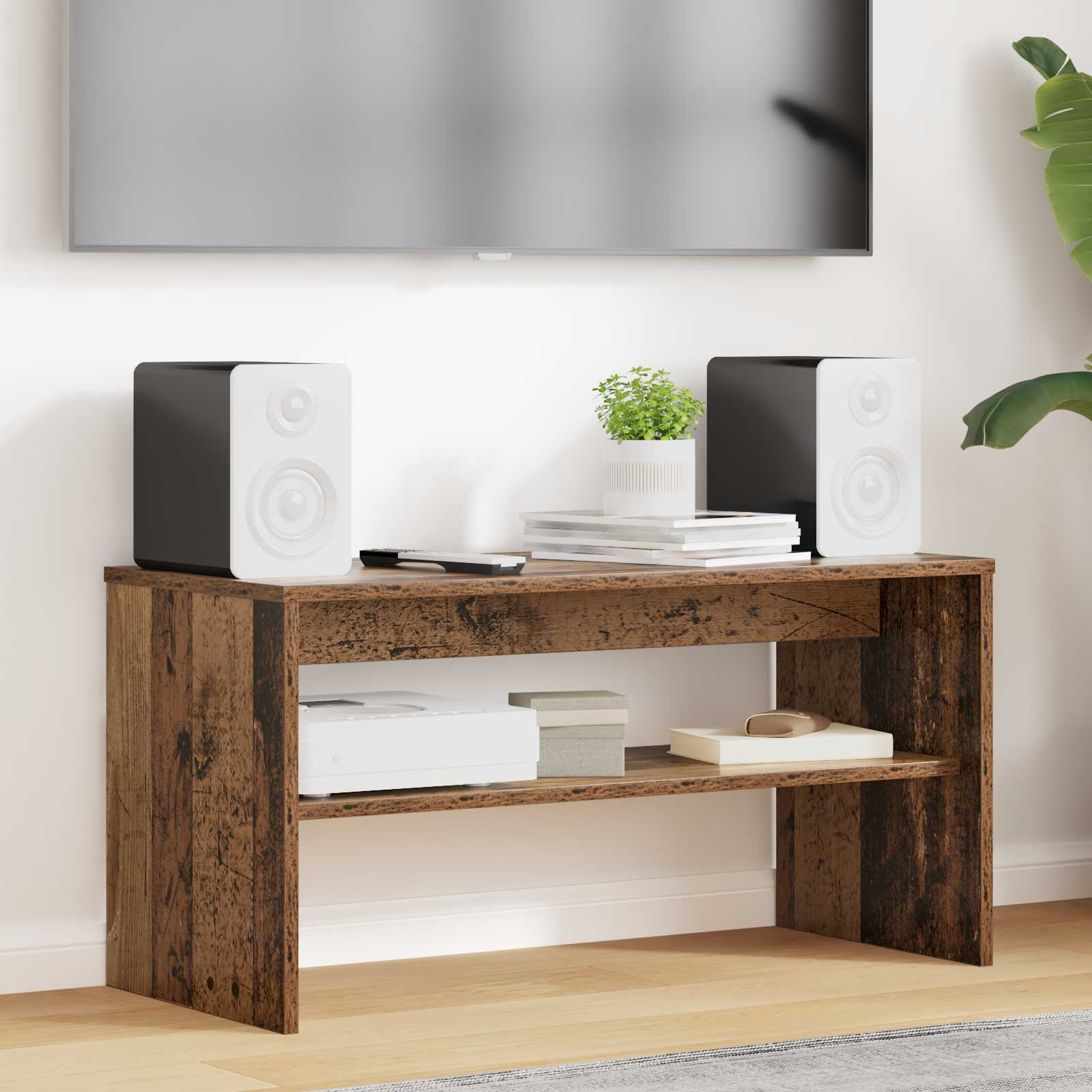 TV-kast Oudhout 80 x 35 x 40 cm Bewerkt hout is nu te koop bij PeponiXL, paradijselijk wonen!