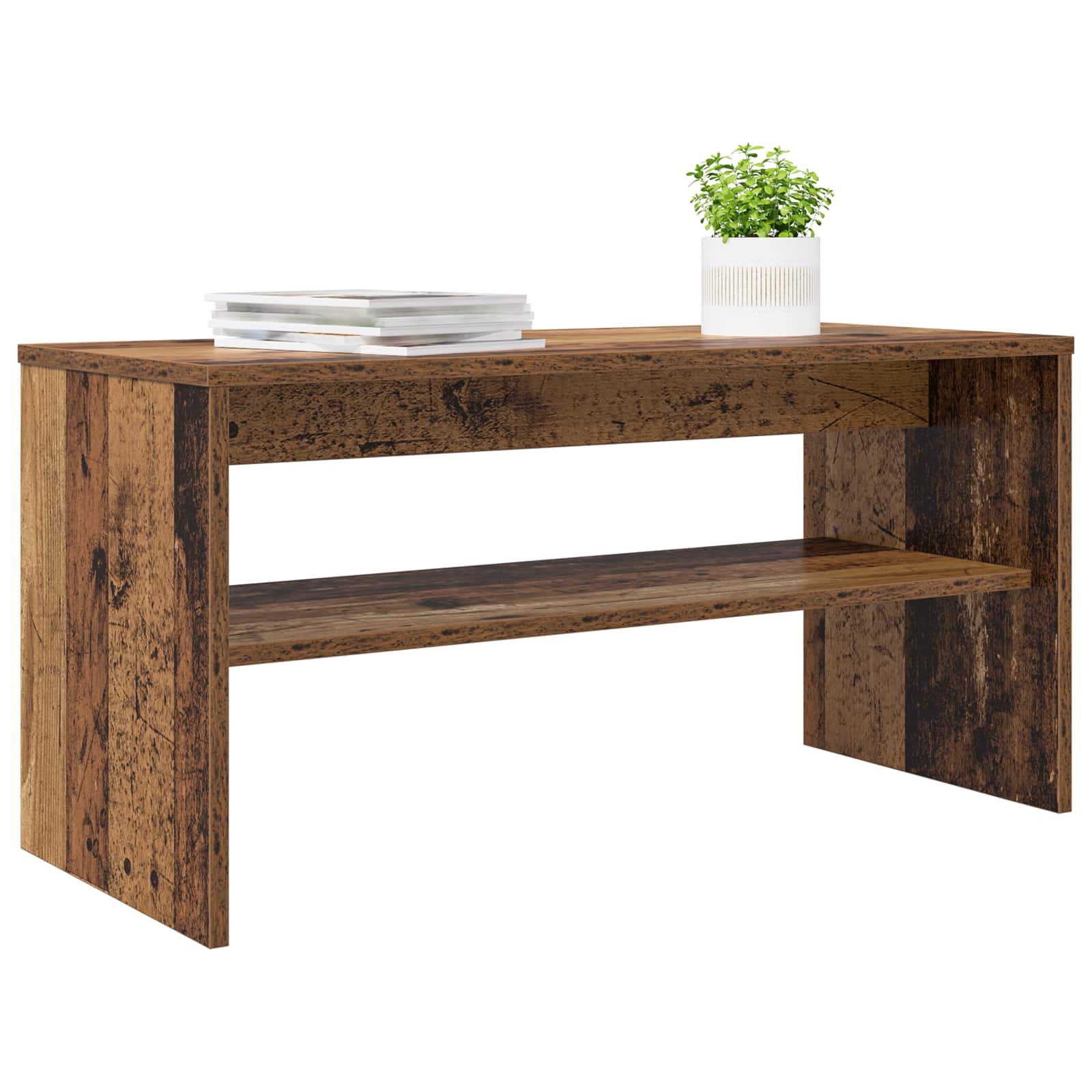 TV-kast Oudhout 80 x 35 x 40 cm Bewerkt hout is nu te koop bij PeponiXL, paradijselijk wonen!