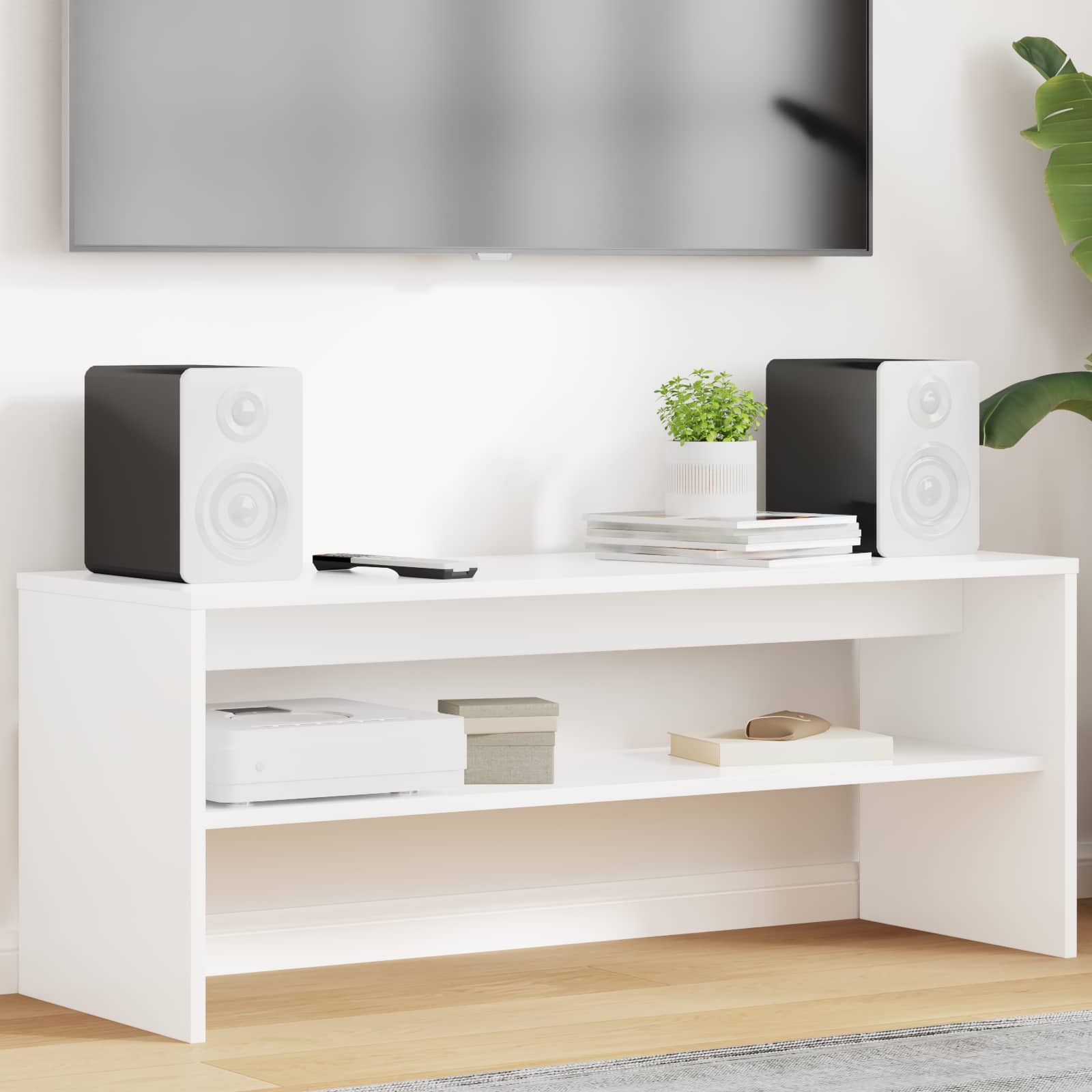 TV-kast Wit 100 x 35 x 40 cm Bewerkt hout is nu te koop bij PeponiXL, paradijselijk wonen!