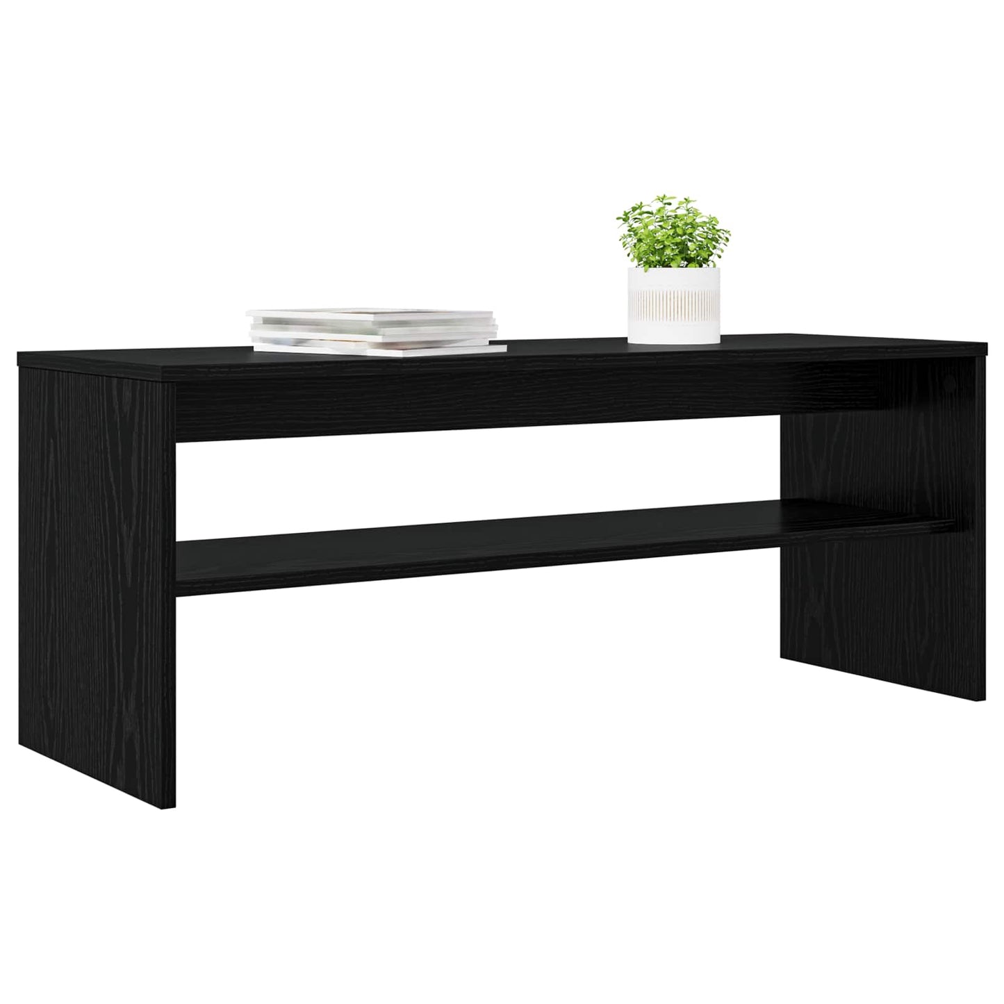 TV-kast Zwart Eiken 100 x 35 x 40 cm Bewerkt hout is nu te koop bij PeponiXL, paradijselijk wonen!