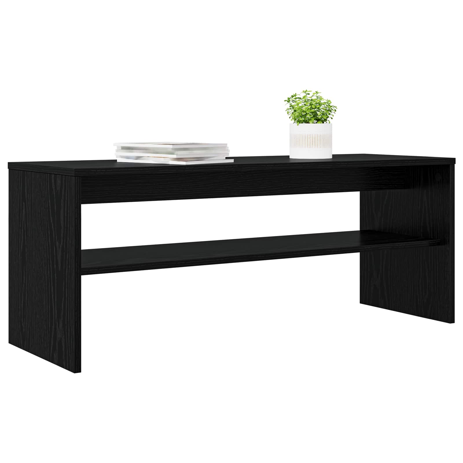 TV-kast Zwart Eiken 100 x 35 x 40 cm Bewerkt hout is nu te koop bij PeponiXL, paradijselijk wonen!