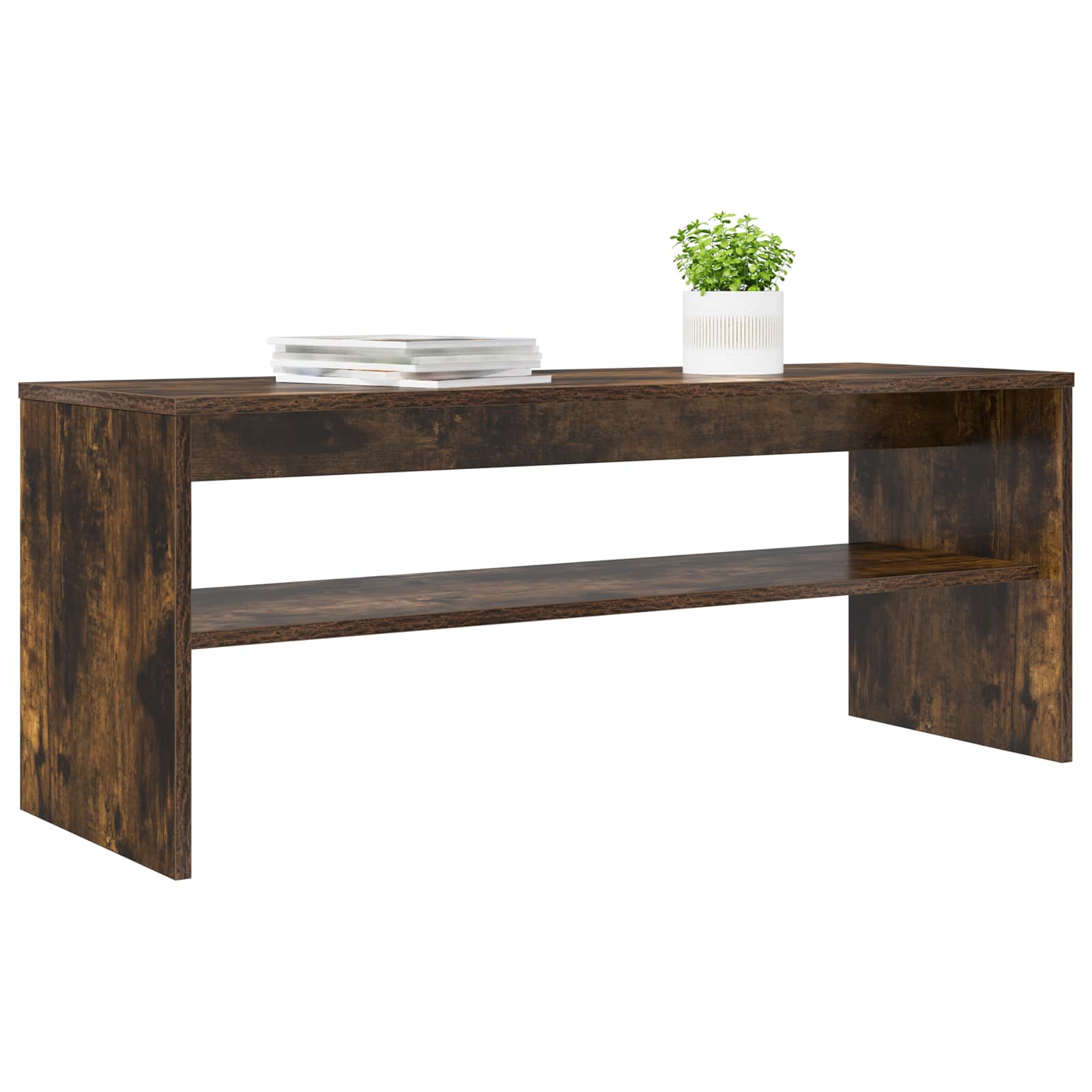TV-kast Gerookt eiken 100 x 35 x 40 cm Bewerkt hout is nu te koop bij PeponiXL, paradijselijk wonen!