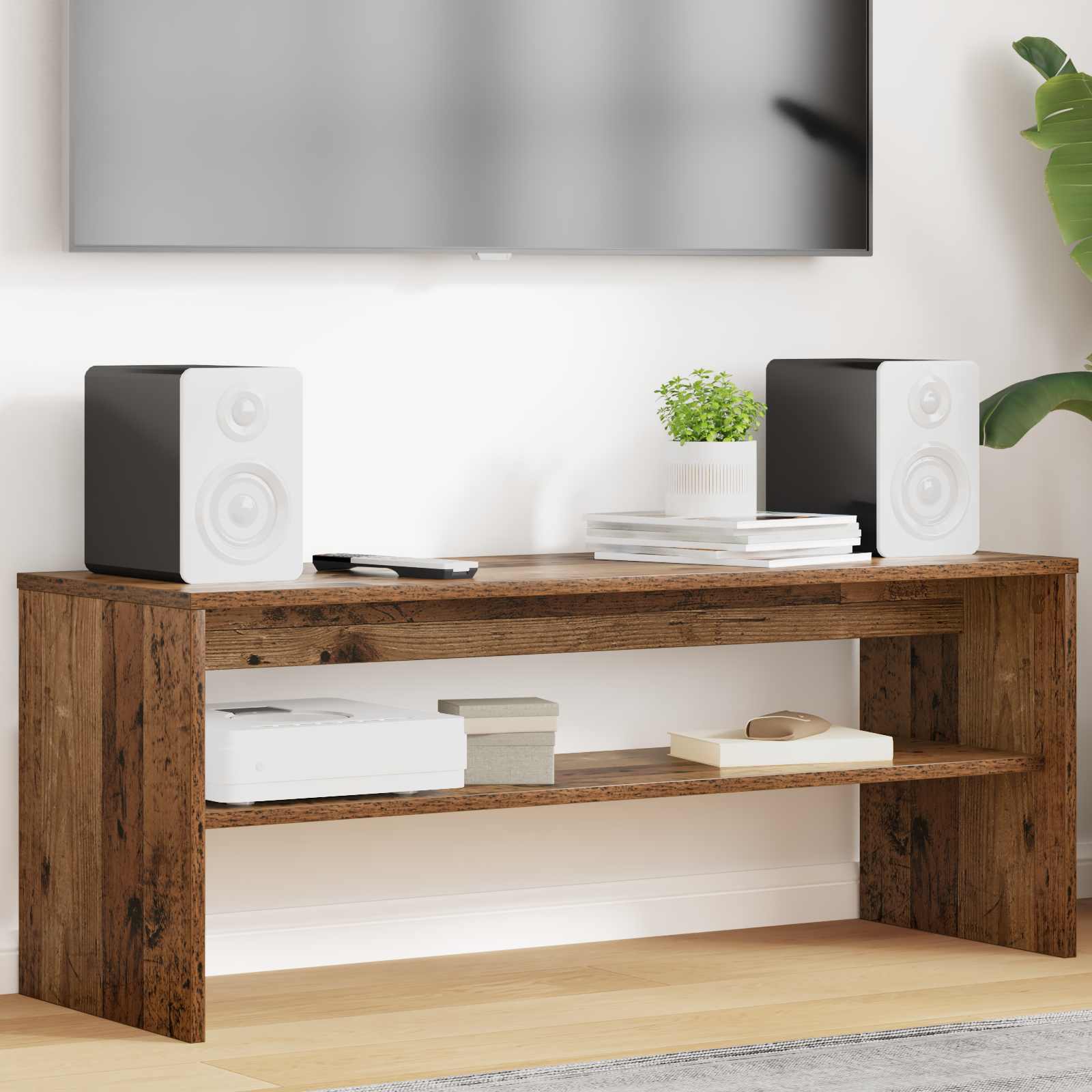 TV-kast Oudhout 100 x 35 x 40 cm Bewerkt hout is nu te koop bij PeponiXL, paradijselijk wonen!