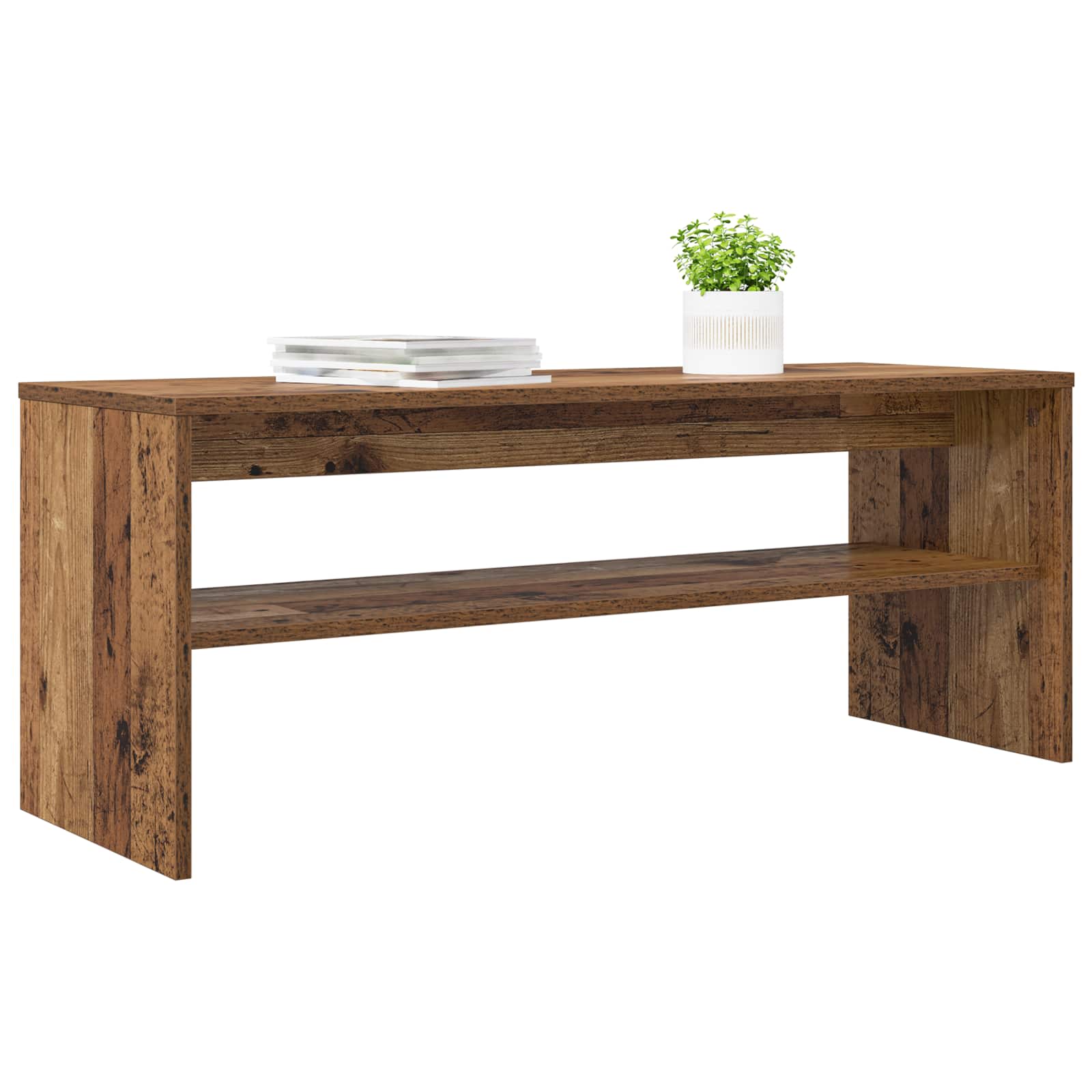 TV-kast Oudhout 100 x 35 x 40 cm Bewerkt hout is nu te koop bij PeponiXL, paradijselijk wonen!