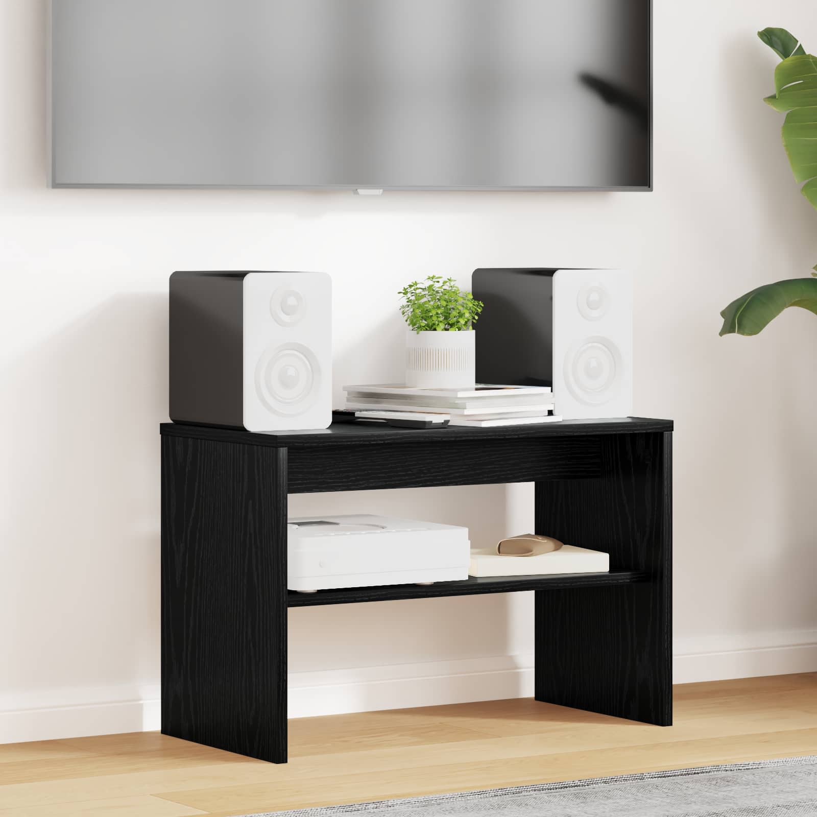 TV-kast Zwart Eiken 60 x 30 x 40 cm Bewerkt hout is nu te koop bij PeponiXL, paradijselijk wonen!