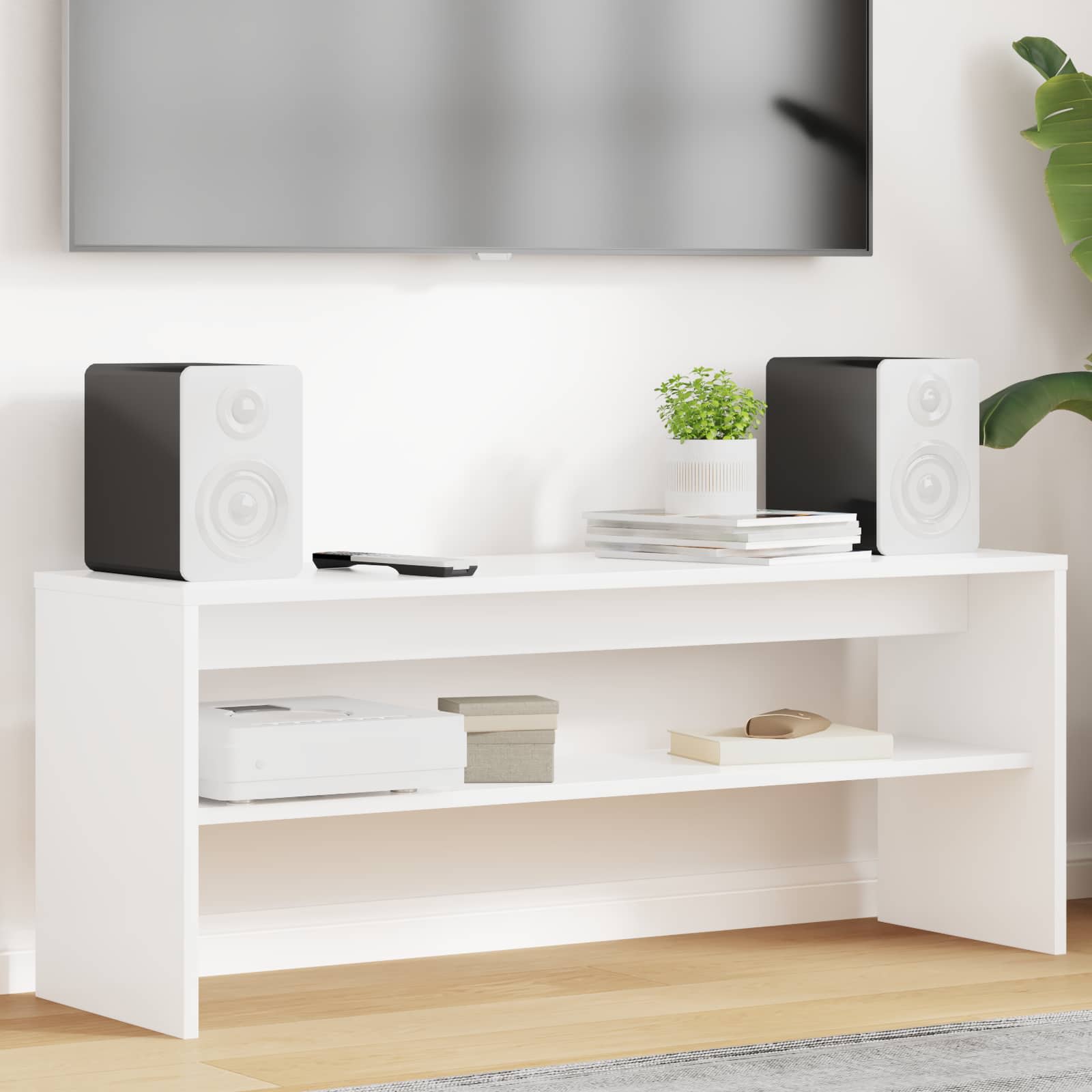 TV-kast Wit 100 x 30 x 40 cm Bewerkt hout is nu te koop bij PeponiXL, paradijselijk wonen!