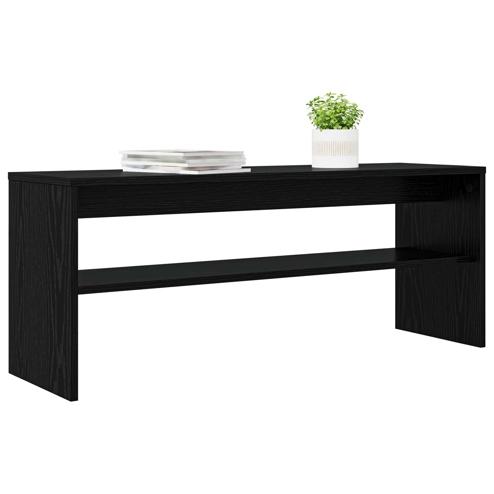 TV-kast Zwart Eiken 100 x 30 x 40 cm Bewerkt hout is nu te koop bij PeponiXL, paradijselijk wonen!