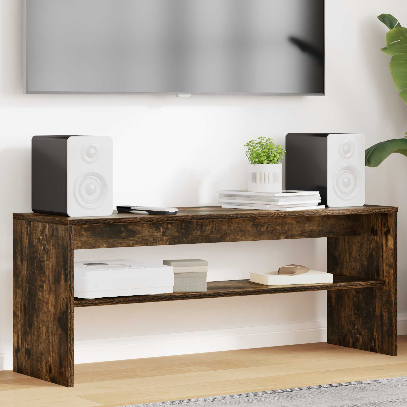 TV-kast Gerookt eiken 100 x 30 x 40 cm Bewerkt hout is nu te koop bij PeponiXL, paradijselijk wonen!