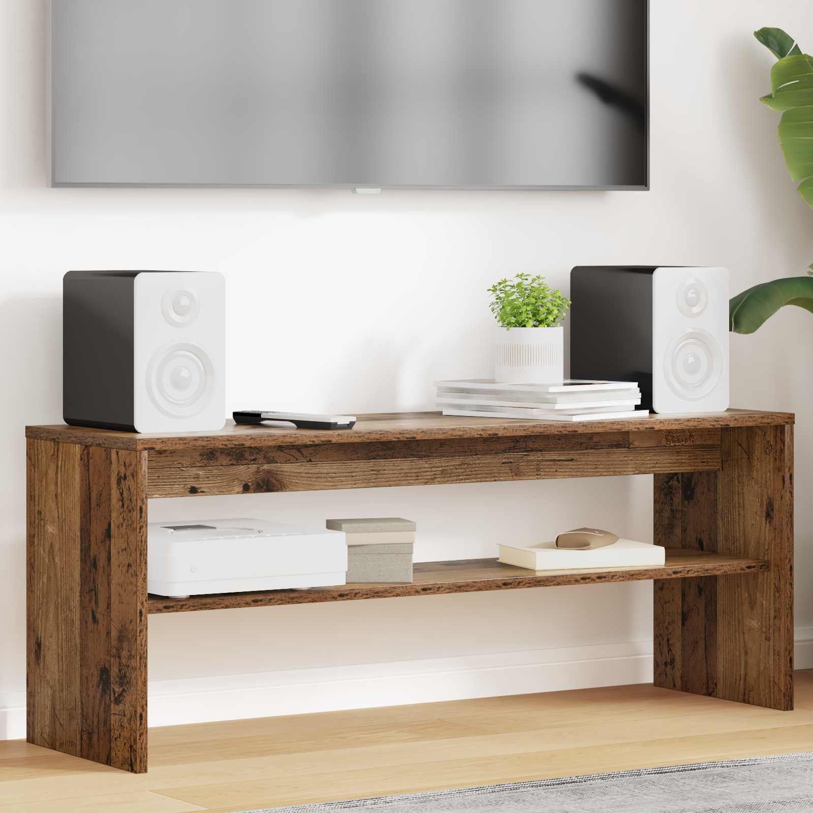 TV-kast Oudhout 100 x 30 x 40 cm Bewerkt hout is nu te koop bij PeponiXL, paradijselijk wonen!