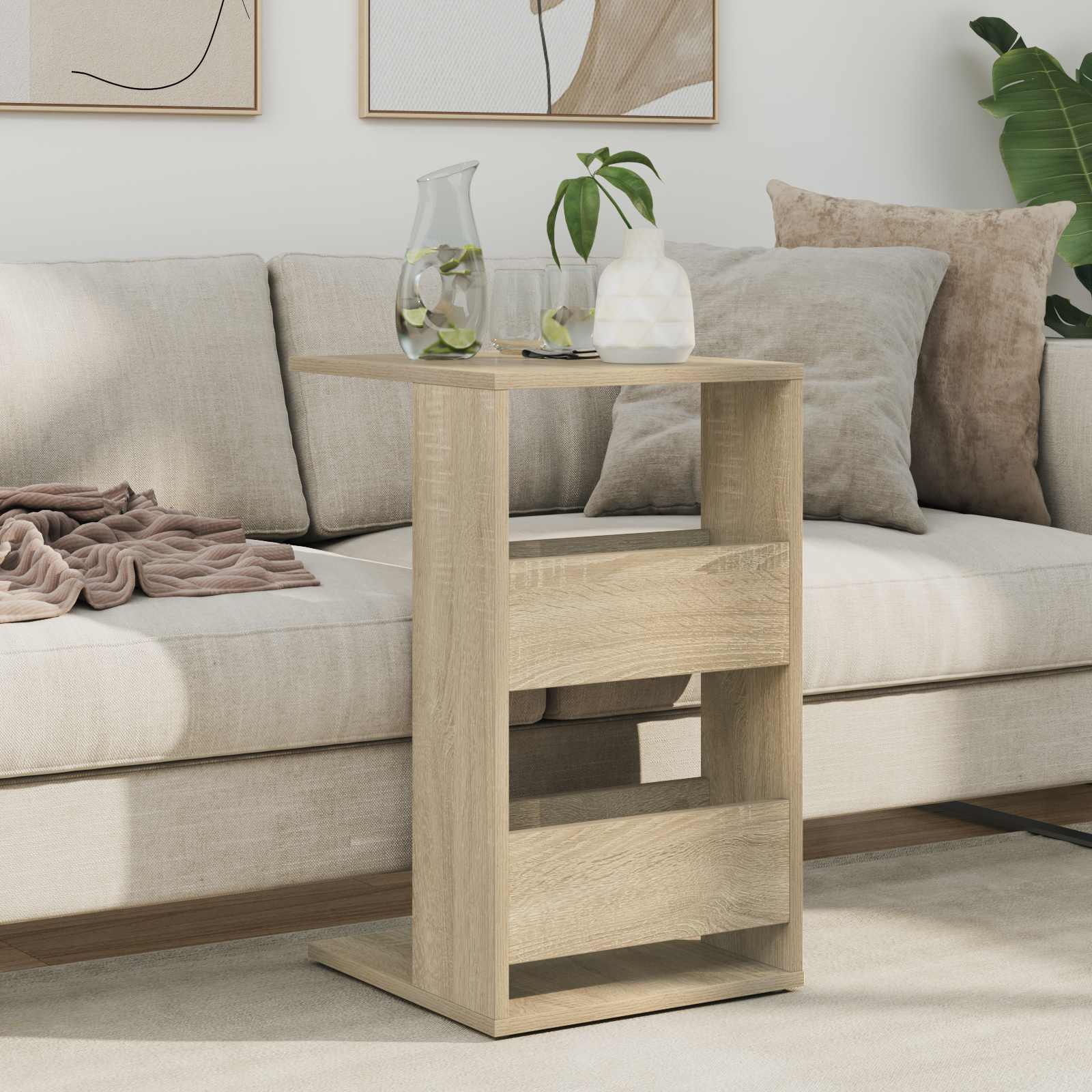 Bijzettafel Sonoma Eiken 40 x 35 x 60,5 cm Bewerkt hout is nu te koop bij PeponiXL, paradijselijk wonen!