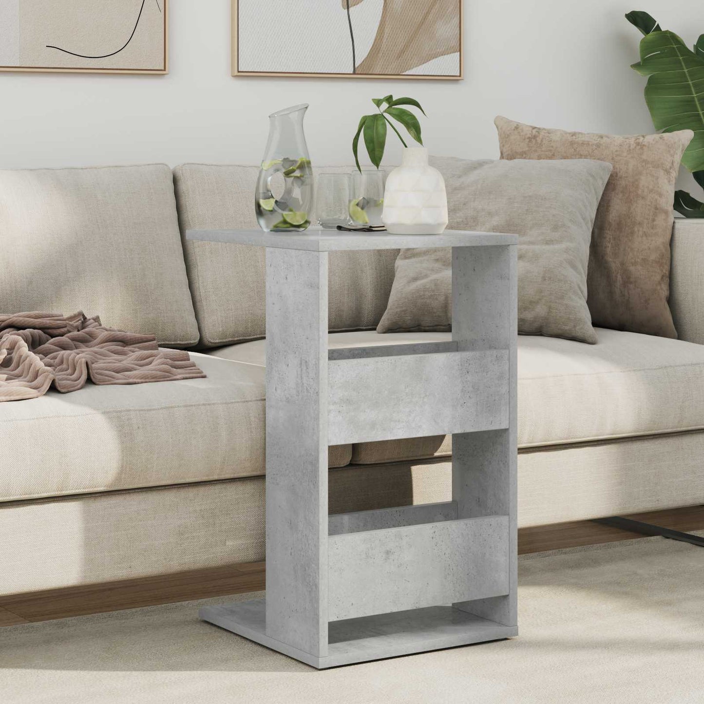 Bijzettafel Beton Grijs 40 x 35 x 60,5 cm Bewerkt hout is nu te koop bij PeponiXL, paradijselijk wonen!
