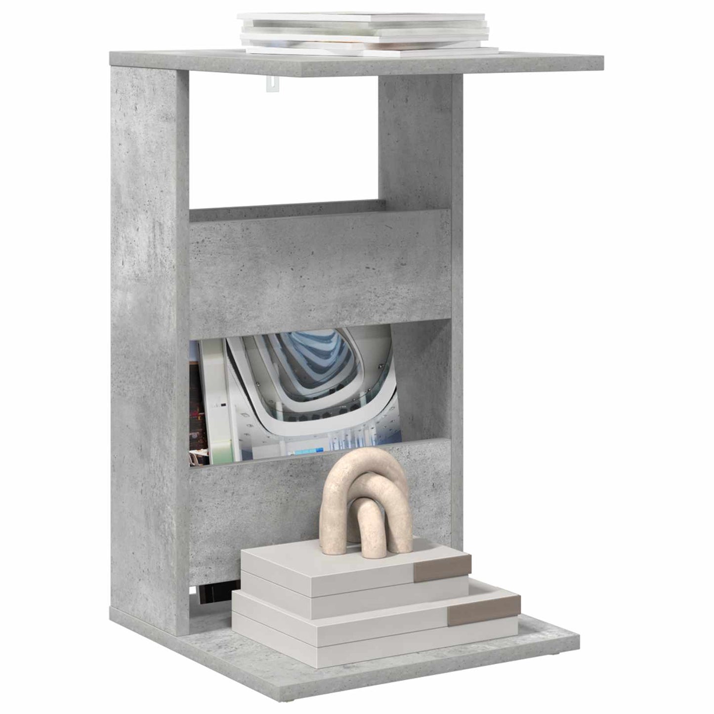 Bijzettafel Beton Grijs 40 x 35 x 60,5 cm Bewerkt hout is nu te koop bij PeponiXL, paradijselijk wonen!