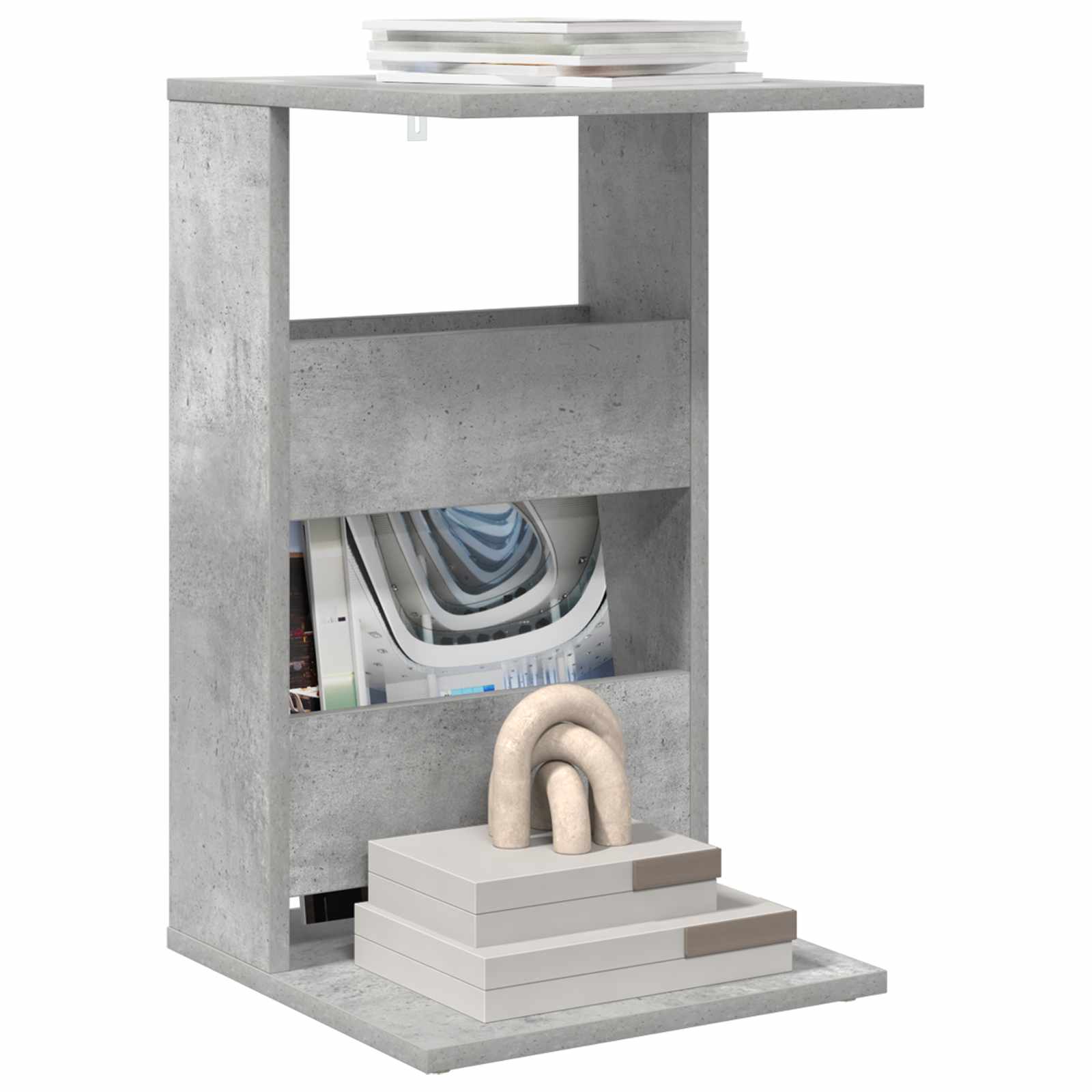 Bijzettafel Beton Grijs 40 x 35 x 60,5 cm Bewerkt hout is nu te koop bij PeponiXL, paradijselijk wonen!