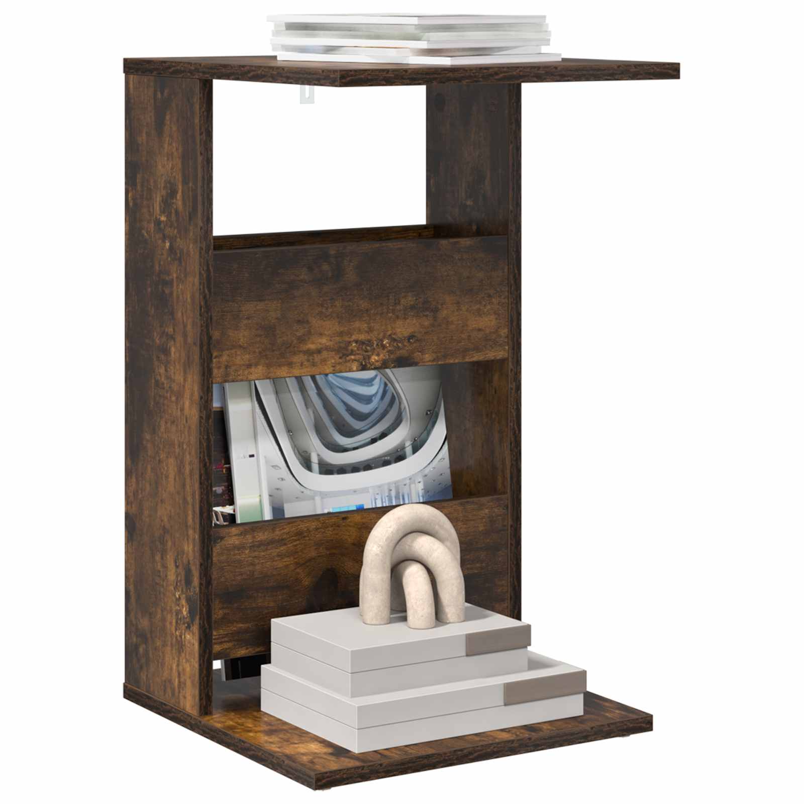 Bijzettafel Gerookt eiken 40 x 35 x 60,5 cm Bewerkt hout is nu te koop bij PeponiXL, paradijselijk wonen!