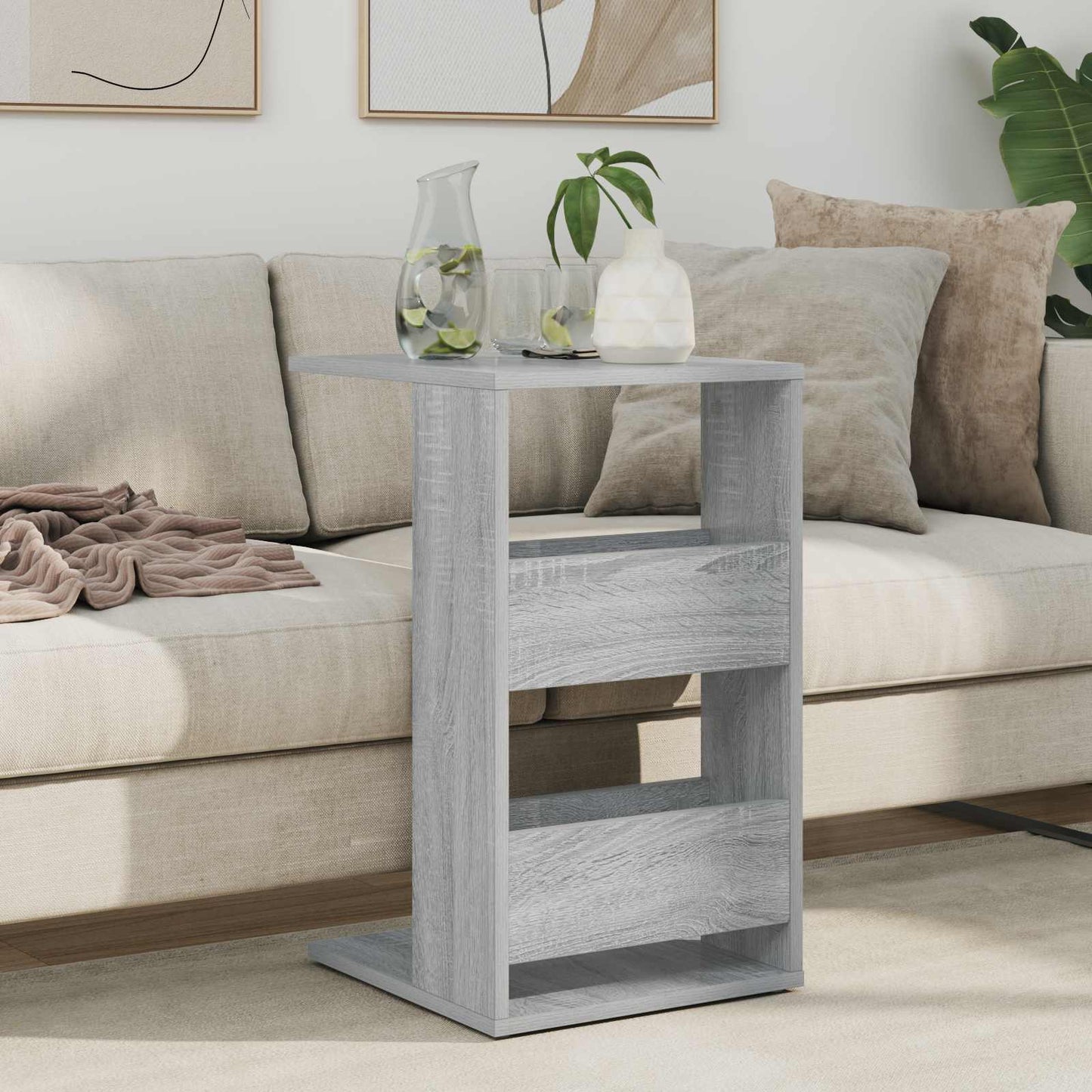 Bijzettafel Grijs Sonoma 40 x 35 x 60,5 cm Bewerkt hout is nu te koop bij PeponiXL, paradijselijk wonen!
