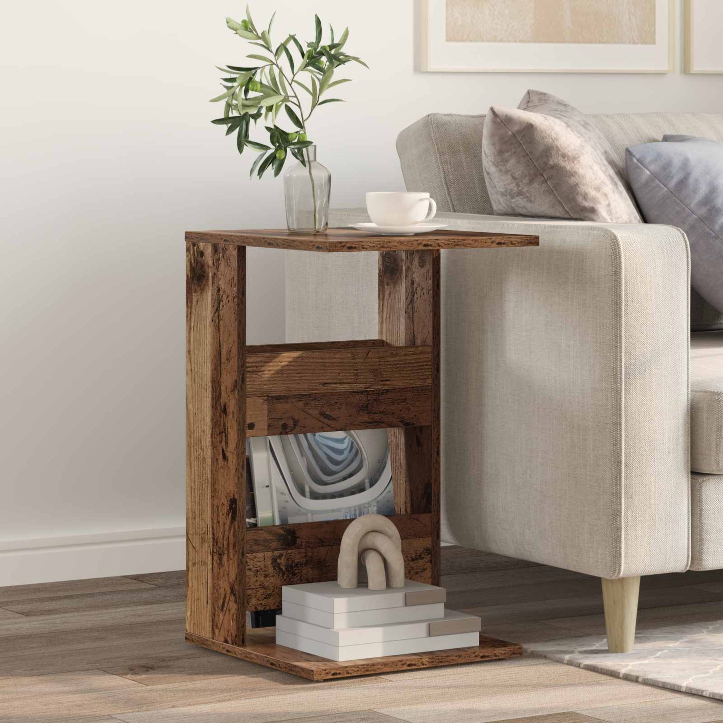 Bijzettafel Oudhout 40 x 35 x 60,5 cm Bewerkt hout is nu te koop bij PeponiXL, paradijselijk wonen!
