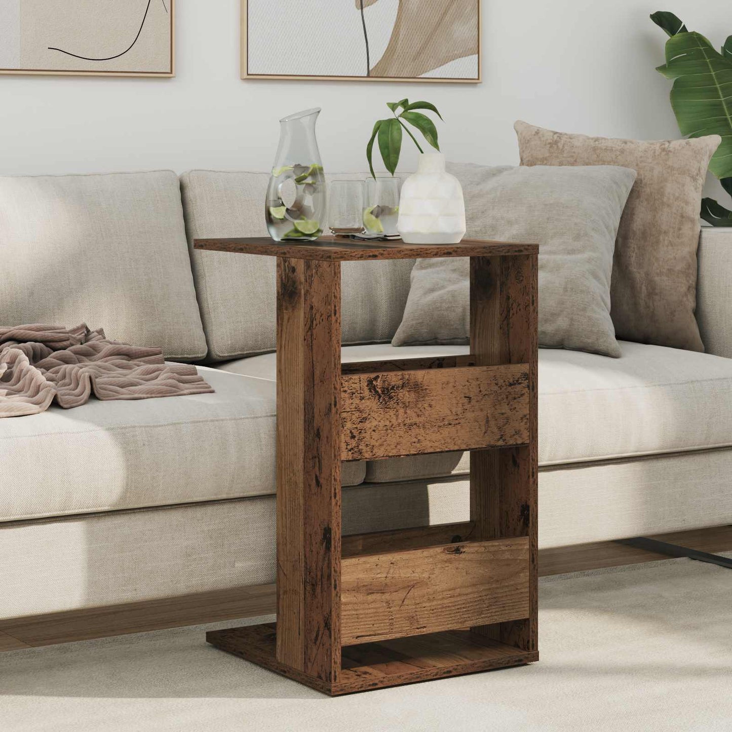 Bijzettafel Oudhout 40 x 35 x 60,5 cm Bewerkt hout is nu te koop bij PeponiXL, paradijselijk wonen!
