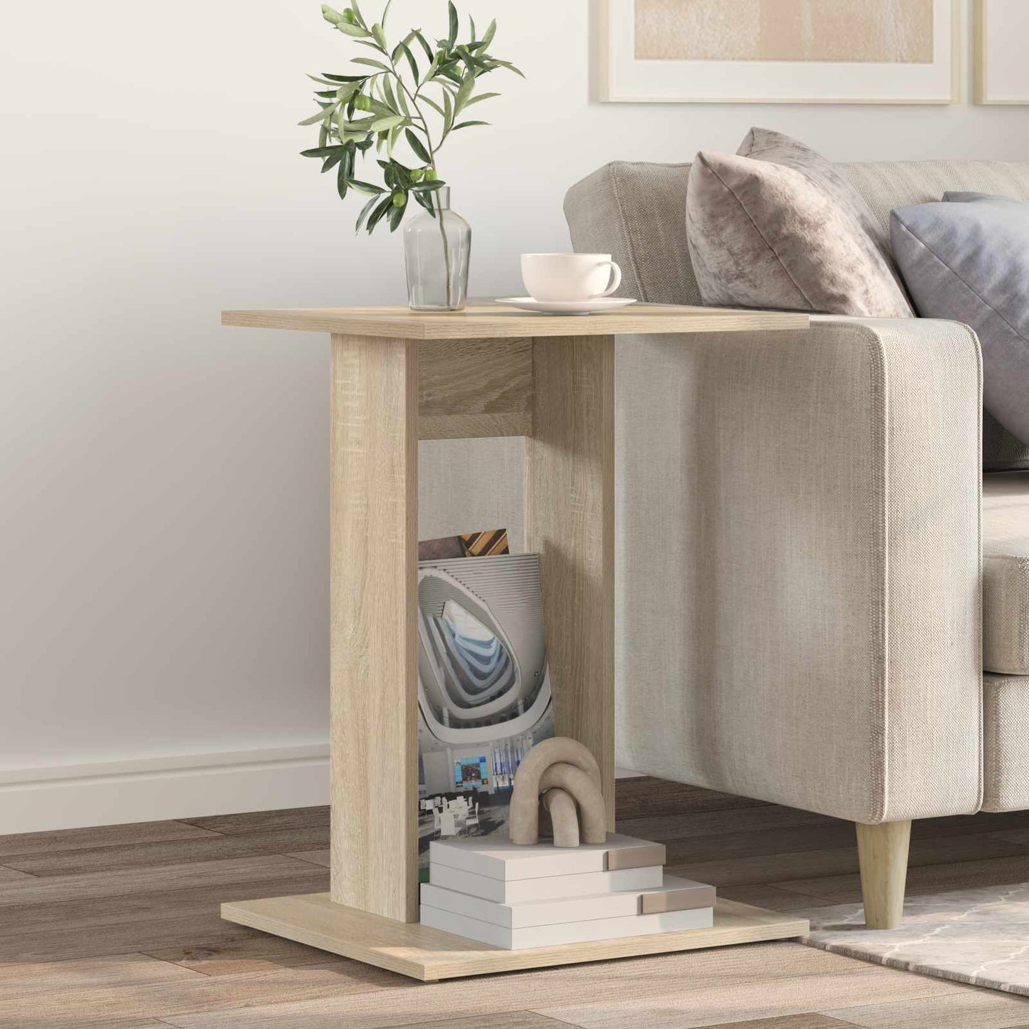 Bijzettafel Sonoma Eiken 45 x 40 x 62,5 cm Bewerkt hout is nu te koop bij PeponiXL, paradijselijk wonen!