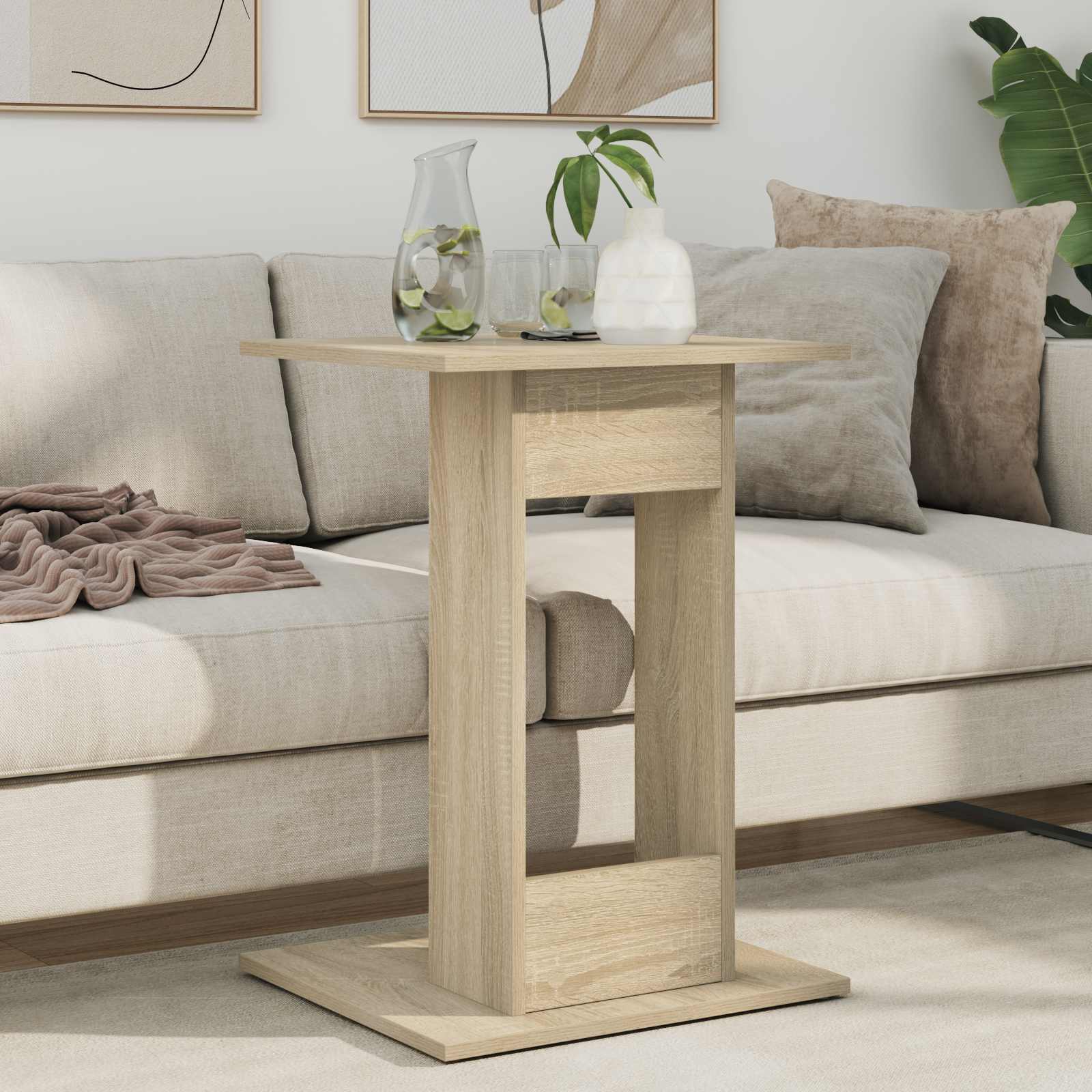 Bijzettafel Sonoma Eiken 45 x 40 x 62,5 cm Bewerkt hout is nu te koop bij PeponiXL, paradijselijk wonen!