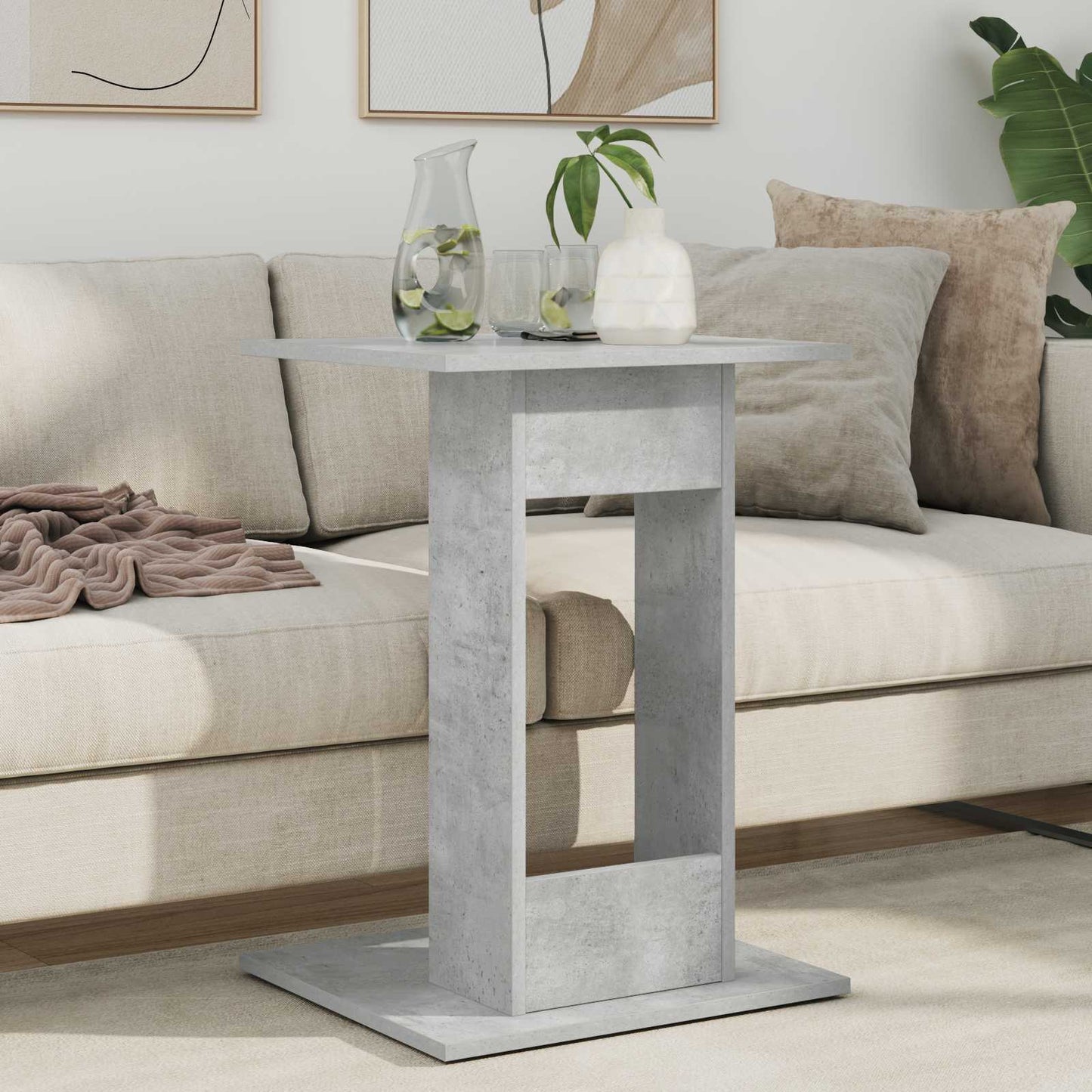 Bijzettafel Beton Grijs 45 x 40 x 62,5 cm Bewerkt hout is nu te koop bij PeponiXL, paradijselijk wonen!