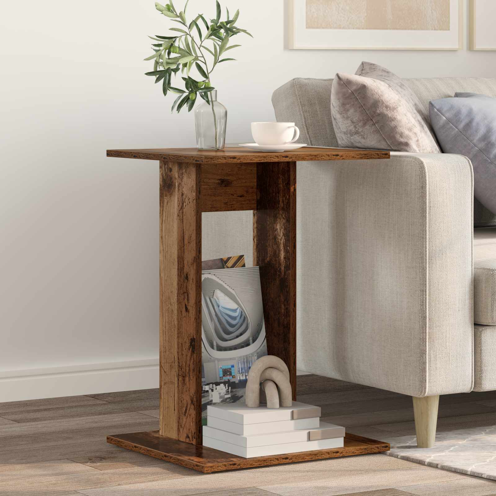 Bijzettafel Oudhout 45 x 40 x 62,5 cm Bewerkt hout is nu te koop bij PeponiXL, paradijselijk wonen!