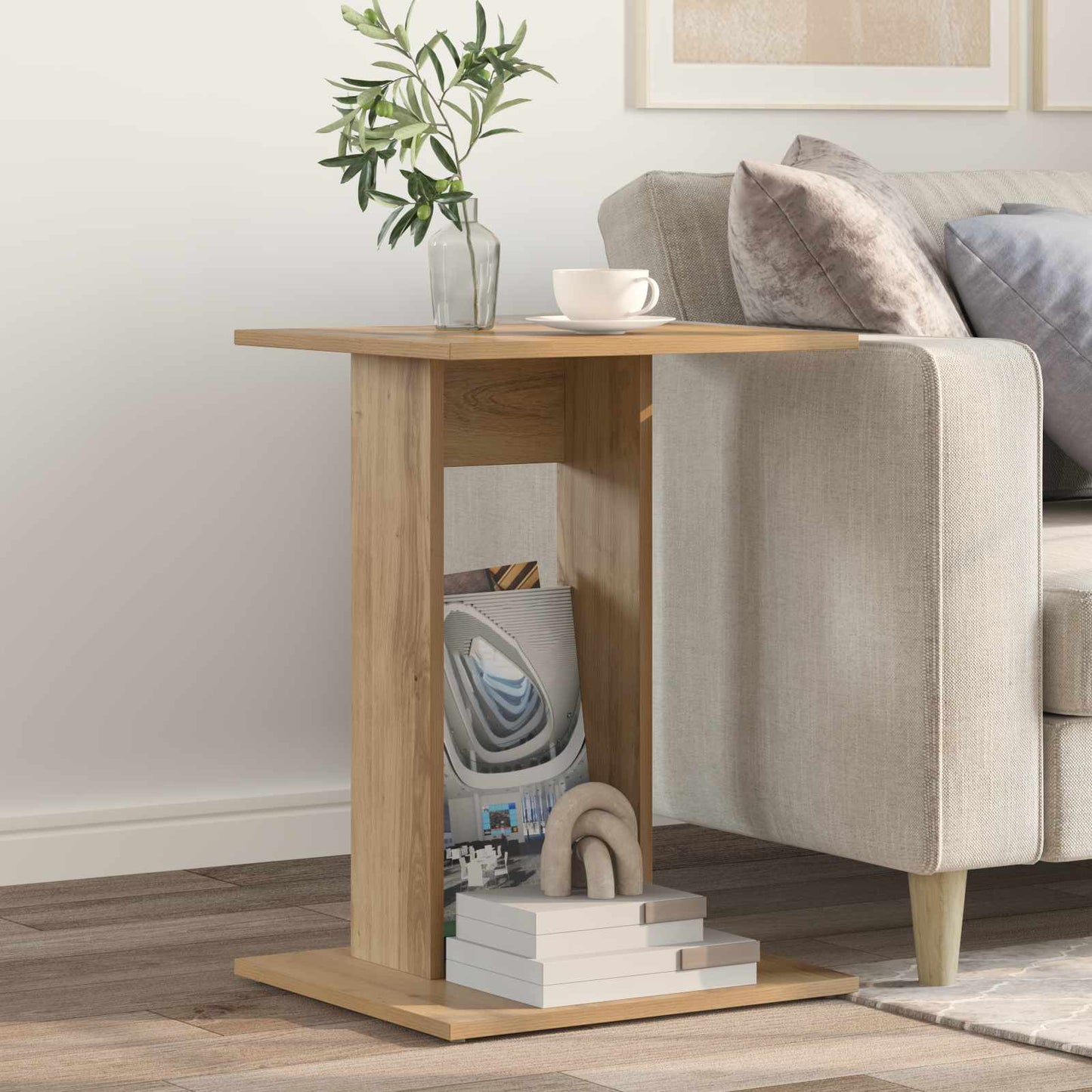 Bijzettafel Artisan Eiken 45 x 40 x 62,5 cm Bewerkt hout is nu te koop bij PeponiXL, paradijselijk wonen!
