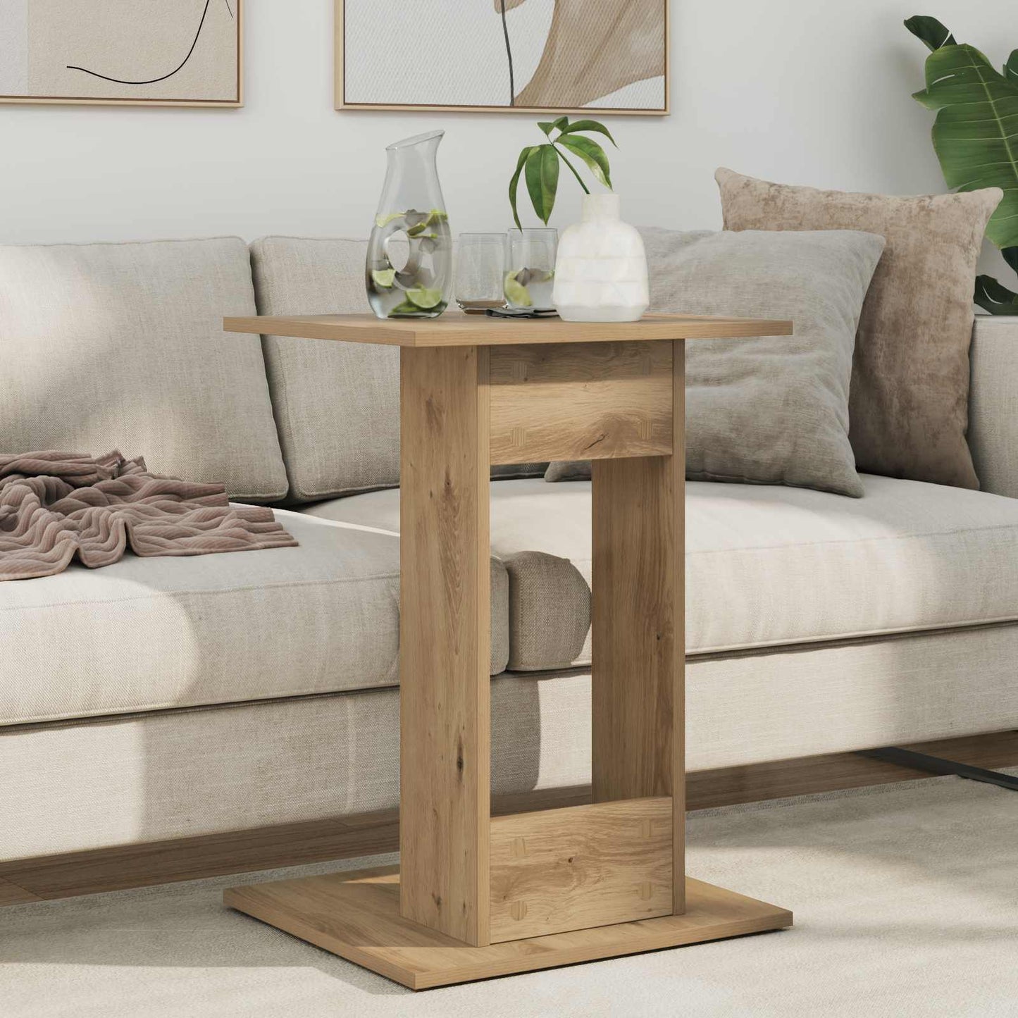 Bijzettafel Artisan Eiken 45 x 40 x 62,5 cm Bewerkt hout is nu te koop bij PeponiXL, paradijselijk wonen!