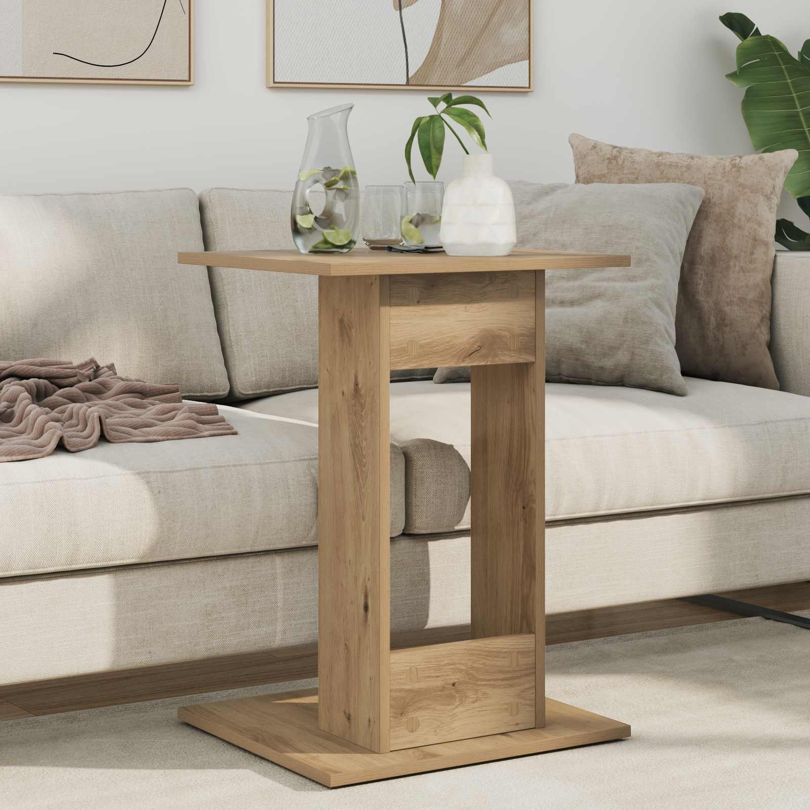Bijzettafel Artisan Eiken 45 x 40 x 62,5 cm Bewerkt hout is nu te koop bij PeponiXL, paradijselijk wonen!