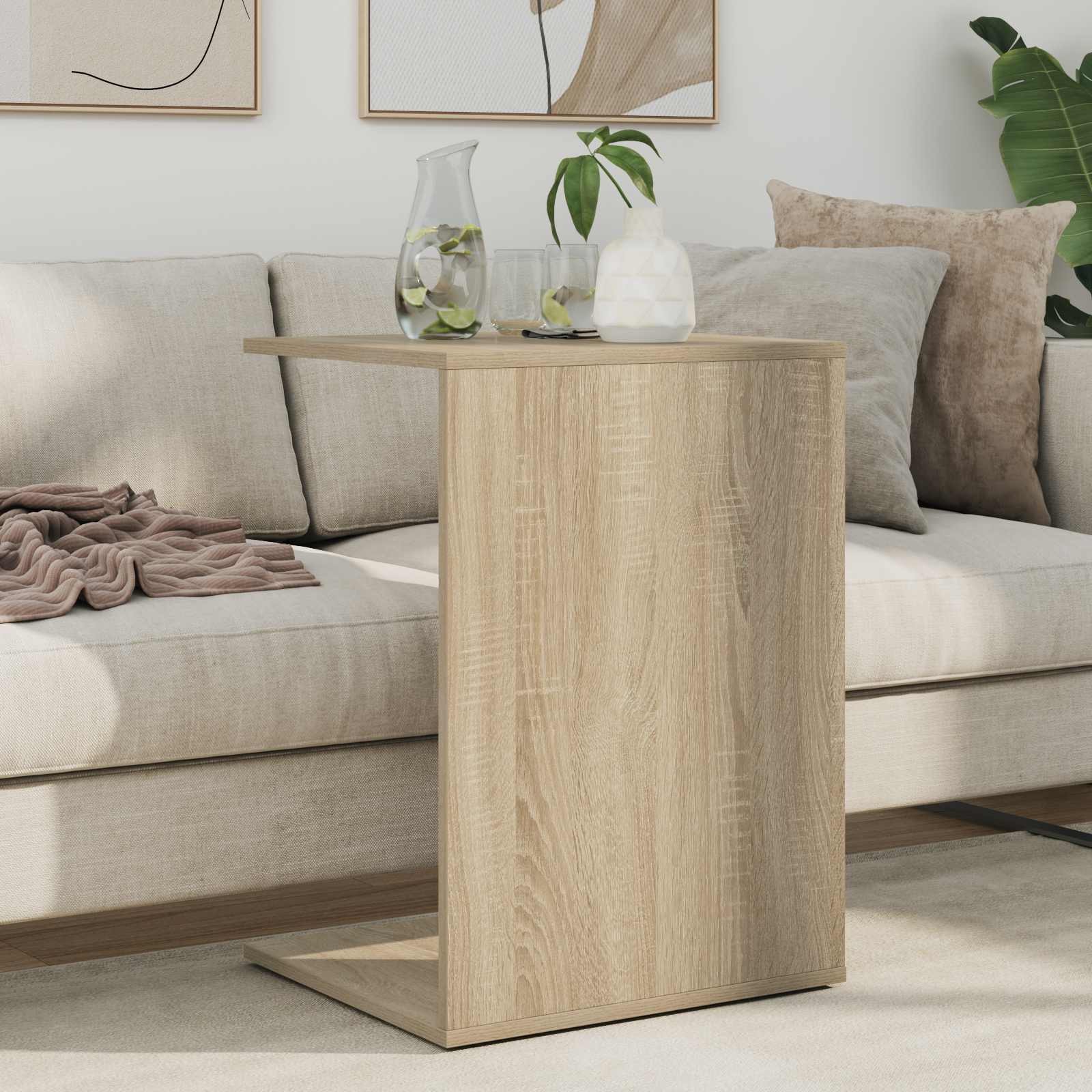 Bijzettafel Sonoma Eiken 45 x 40 x 62,5 cm Bewerkt hout is nu te koop bij PeponiXL, paradijselijk wonen!