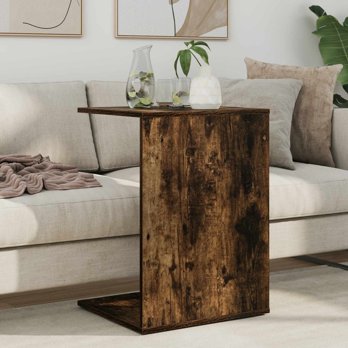 Bijzettafel Gerookt eiken 45 x 40 x 62,5 cm Bewerkt hout is nu te koop bij PeponiXL, paradijselijk wonen!