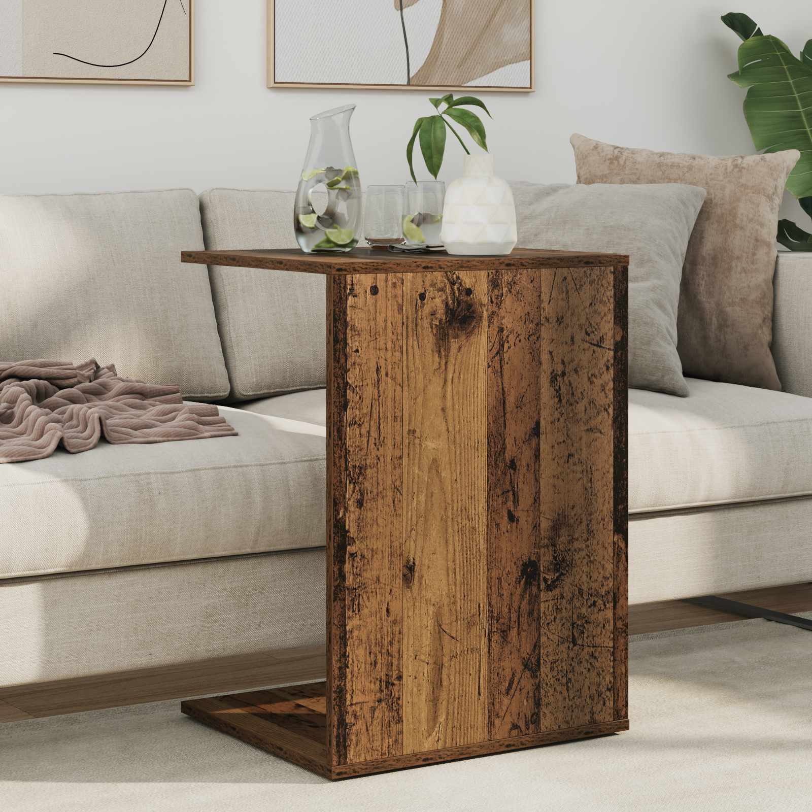 Bijzettafel Oudhout 45 x 40 x 62,5 cm Bewerkt hout is nu te koop bij PeponiXL, paradijselijk wonen!