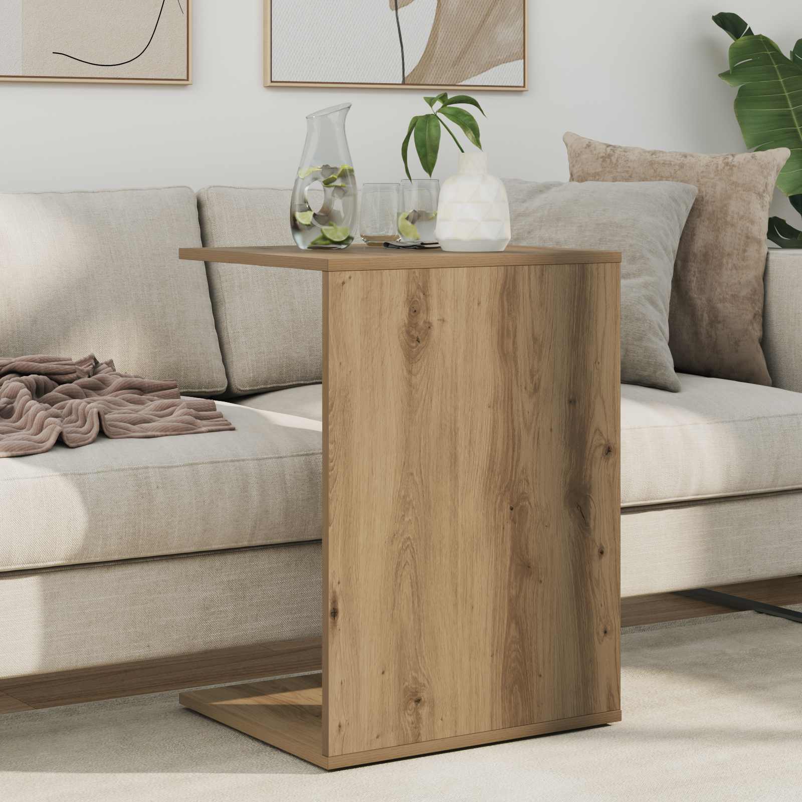 Bijzettafel Artisan Eiken 45 x 40 x 62,5 cm Bewerkt hout is nu te koop bij PeponiXL, paradijselijk wonen!