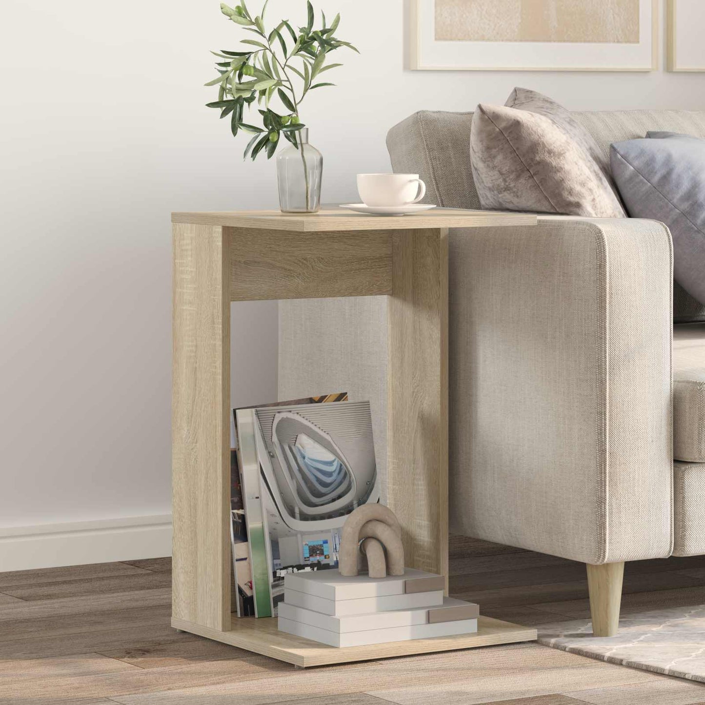 Bijzettafel Sonoma Eiken 40 x 38 x 62,5 cm Bewerkt hout is nu te koop bij PeponiXL, paradijselijk wonen!