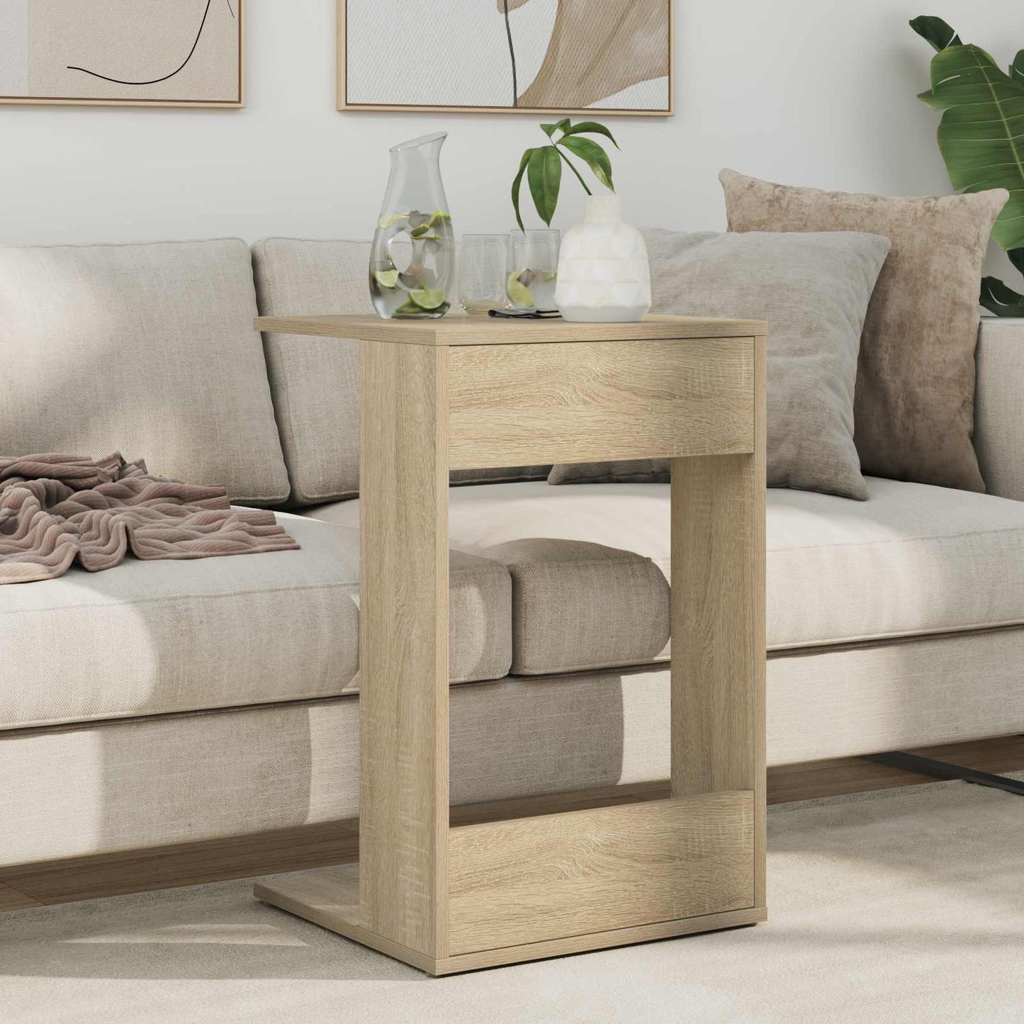 Bijzettafel Sonoma Eiken 40 x 38 x 62,5 cm Bewerkt hout is nu te koop bij PeponiXL, paradijselijk wonen!