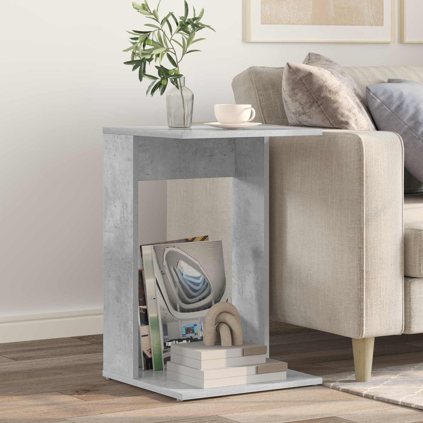 Bijzettafel Beton Grijs 40 x 38 x 62,5 cm Bewerkt hout is nu te koop bij PeponiXL, paradijselijk wonen!