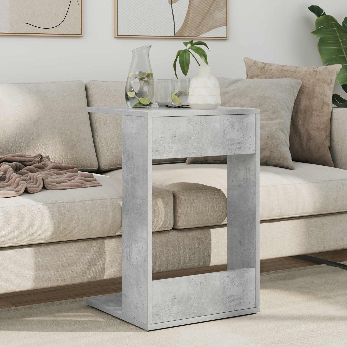 Bijzettafel Beton Grijs 40 x 38 x 62,5 cm Bewerkt hout is nu te koop bij PeponiXL, paradijselijk wonen!