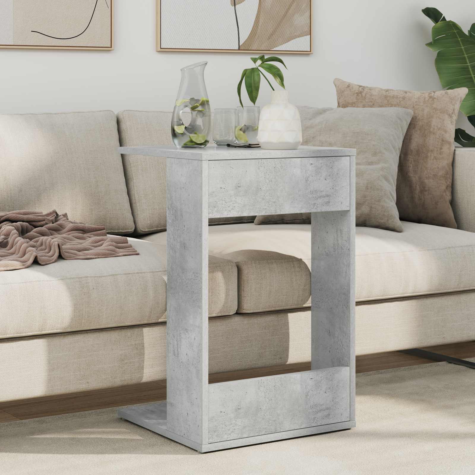 Bijzettafel Beton Grijs 40 x 38 x 62,5 cm Bewerkt hout is nu te koop bij PeponiXL, paradijselijk wonen!