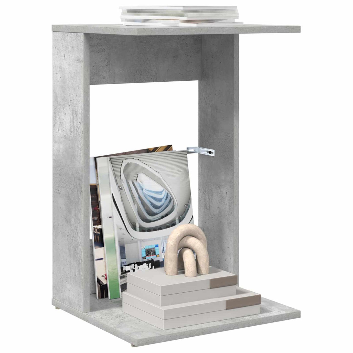 Bijzettafel Beton Grijs 40 x 38 x 62,5 cm Bewerkt hout is nu te koop bij PeponiXL, paradijselijk wonen!