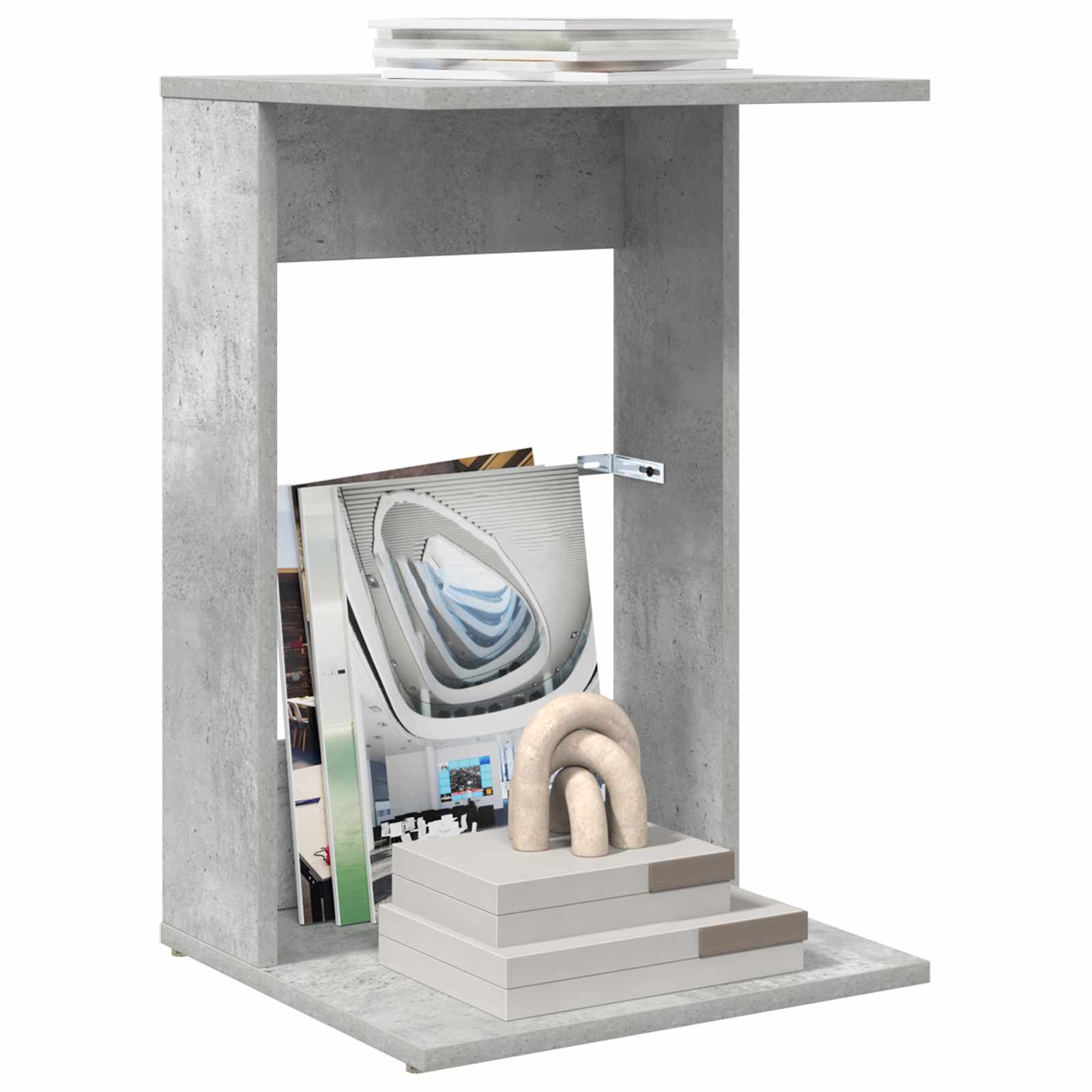 Bijzettafel Beton Grijs 40 x 38 x 62,5 cm Bewerkt hout is nu te koop bij PeponiXL, paradijselijk wonen!