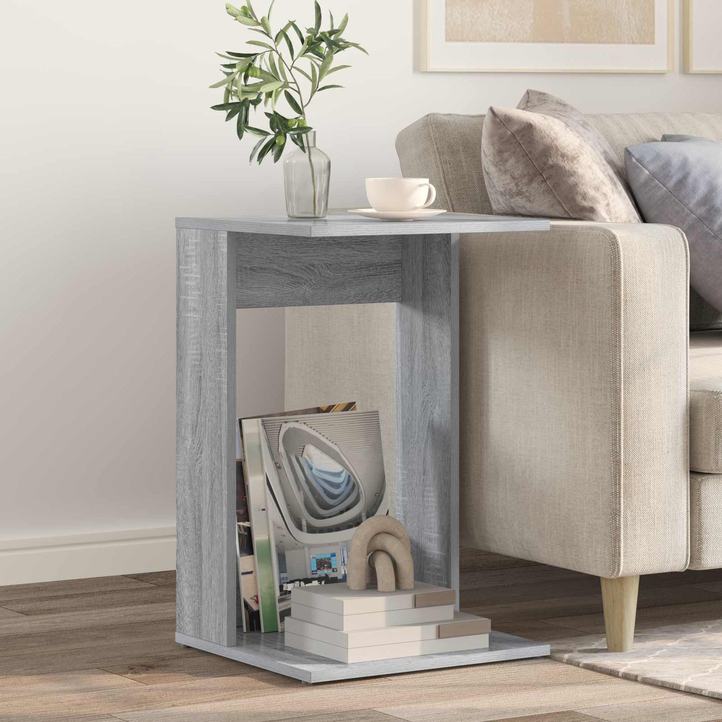 Bijzettafel Grijs Sonoma 40 x 38 x 62,5 cm Bewerkt hout is nu te koop bij PeponiXL, paradijselijk wonen!