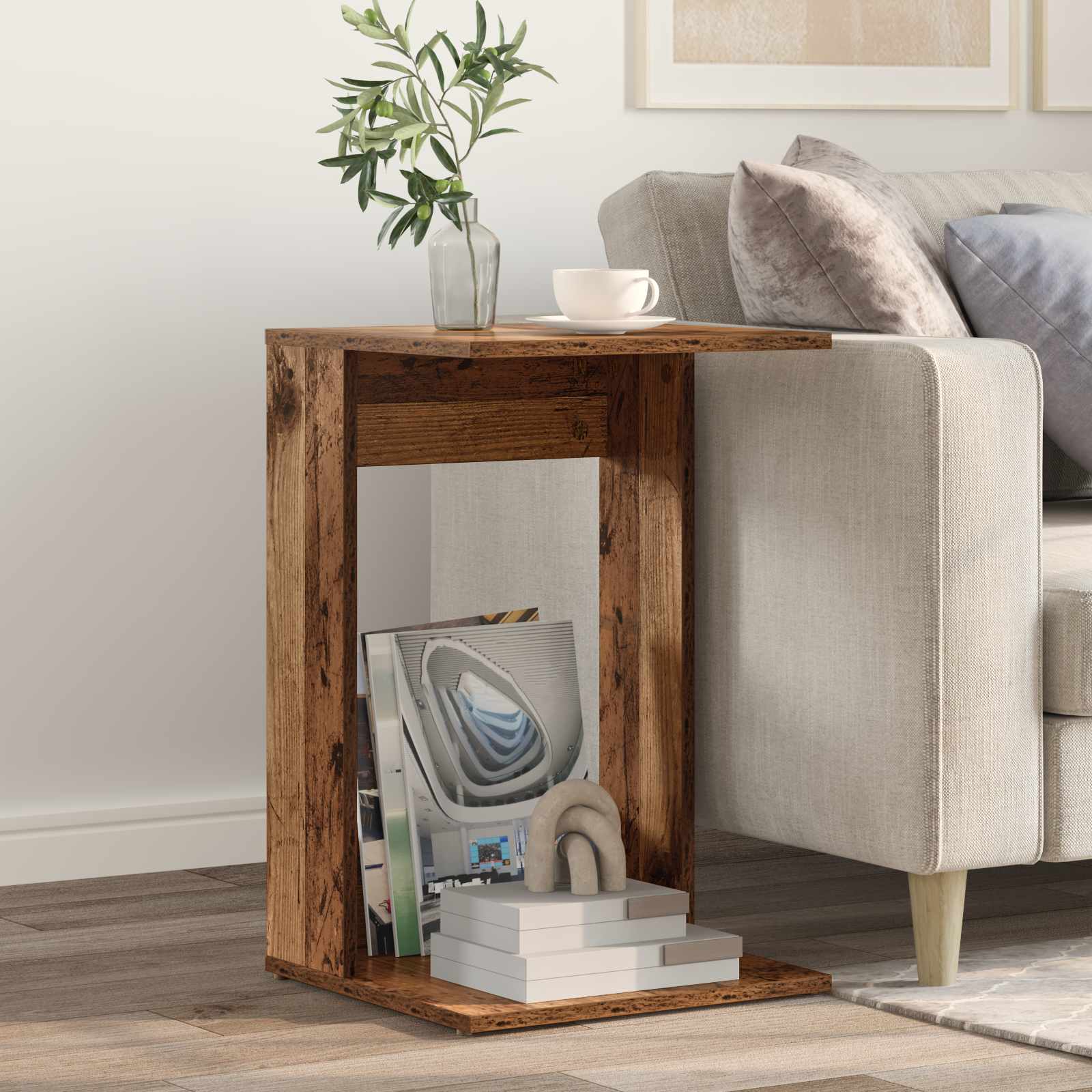Bijzettafel Oudhout 40 x 38 x 62,5 cm Bewerkt hout is nu te koop bij PeponiXL, paradijselijk wonen!