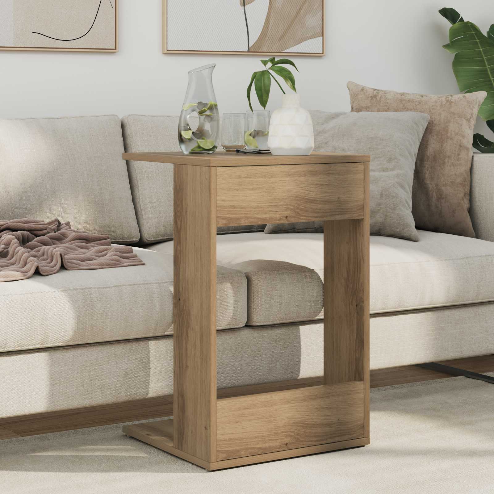Bijzettafel Artisan Eiken 40 x 38 x 62,5 cm Bewerkt hout is nu te koop bij PeponiXL, paradijselijk wonen!