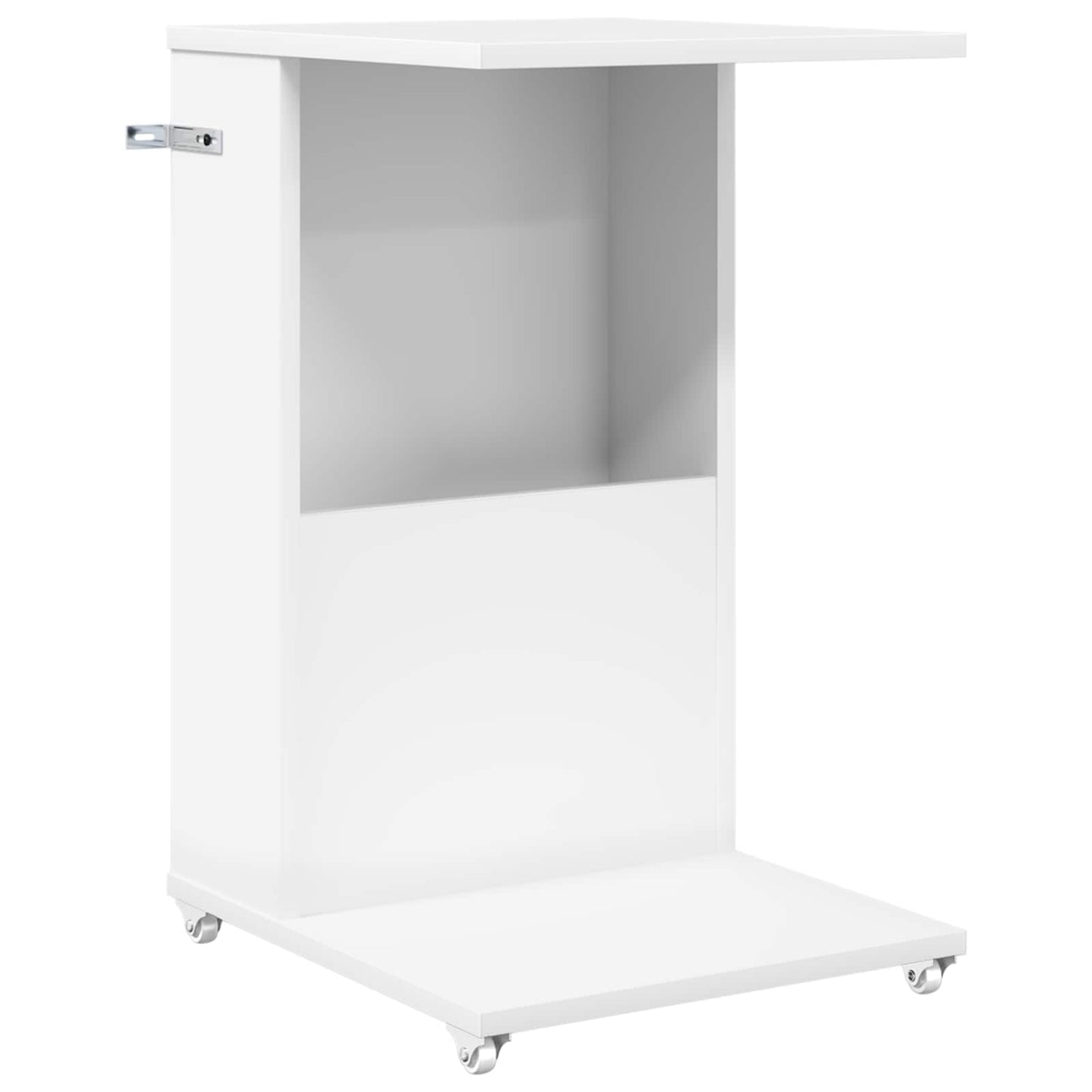 Bijzettafel met wiel Wit 40 x 35 x 60 cm Bewerkt hout is nu te koop bij PeponiXL, paradijselijk wonen!